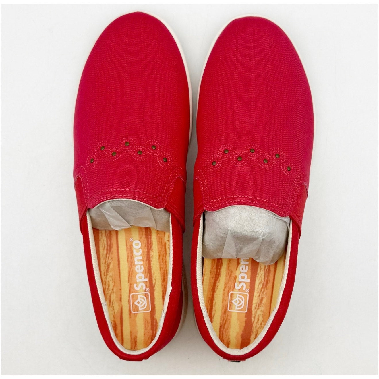 Spenco Women's Waterfront Canvas Slip On Sneaker Size 7 Red Pink Bittersweet NIB