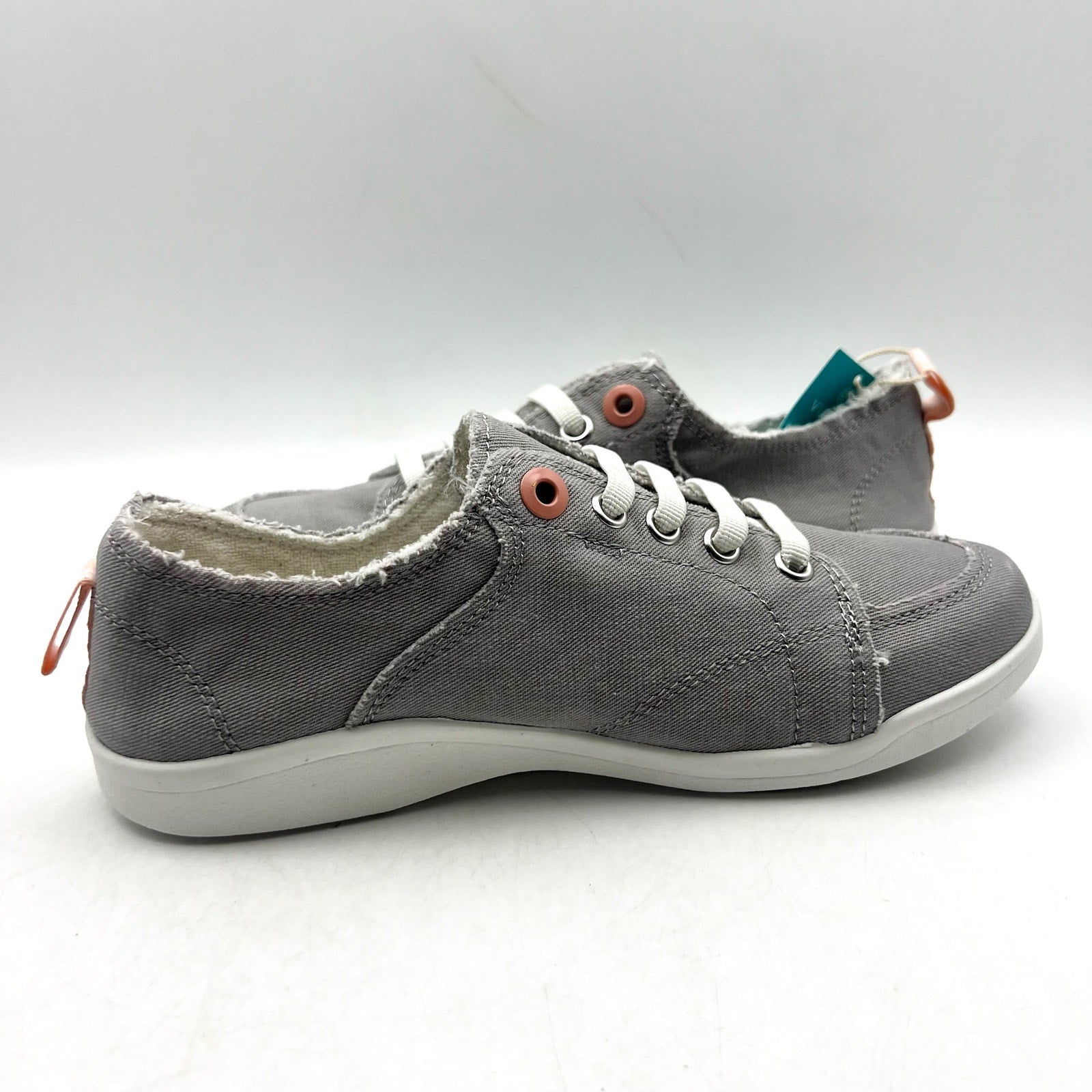 Vionic Womens Beach Pismo Sneakers US 5M EU 35 Gray Cotton Canvas Casual NIB