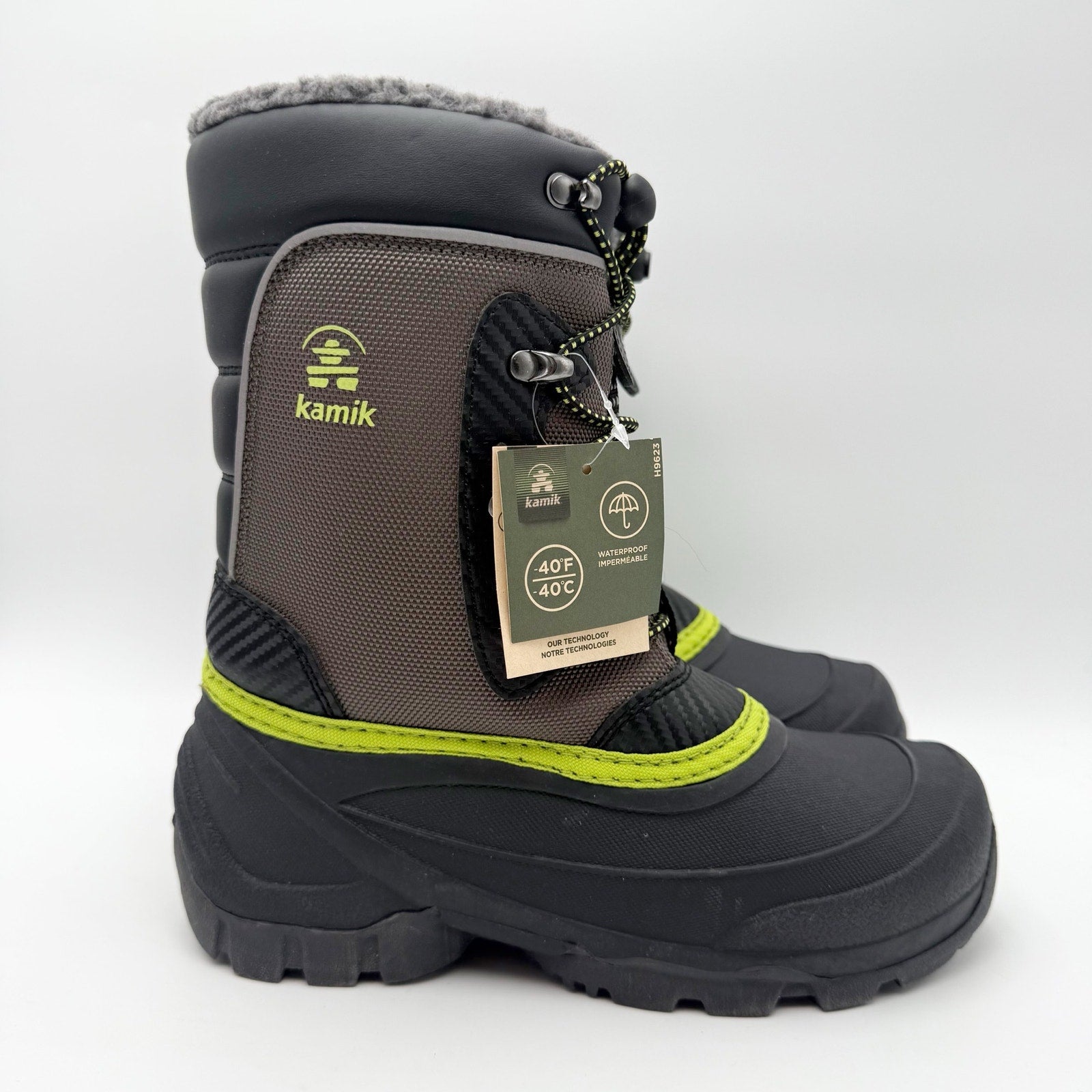 Kamik Kids Luke 3 Snow Boots US 4 EU 36 Charcoal Grey Waterproof Insulated NIB