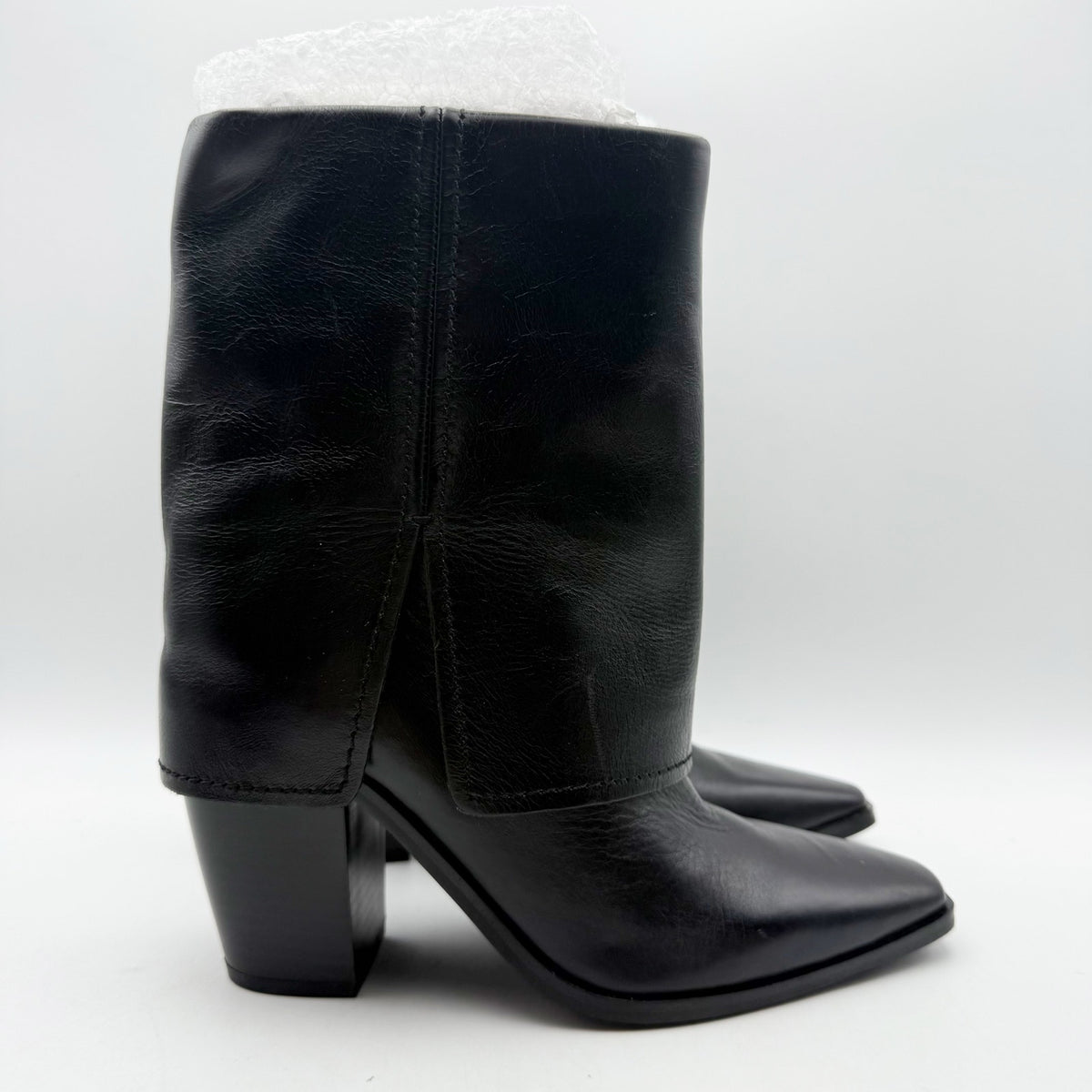Vince Camuto Womens Alolison Foldover Mid-Calf Boots Size 5.5 Black Leather NWOB