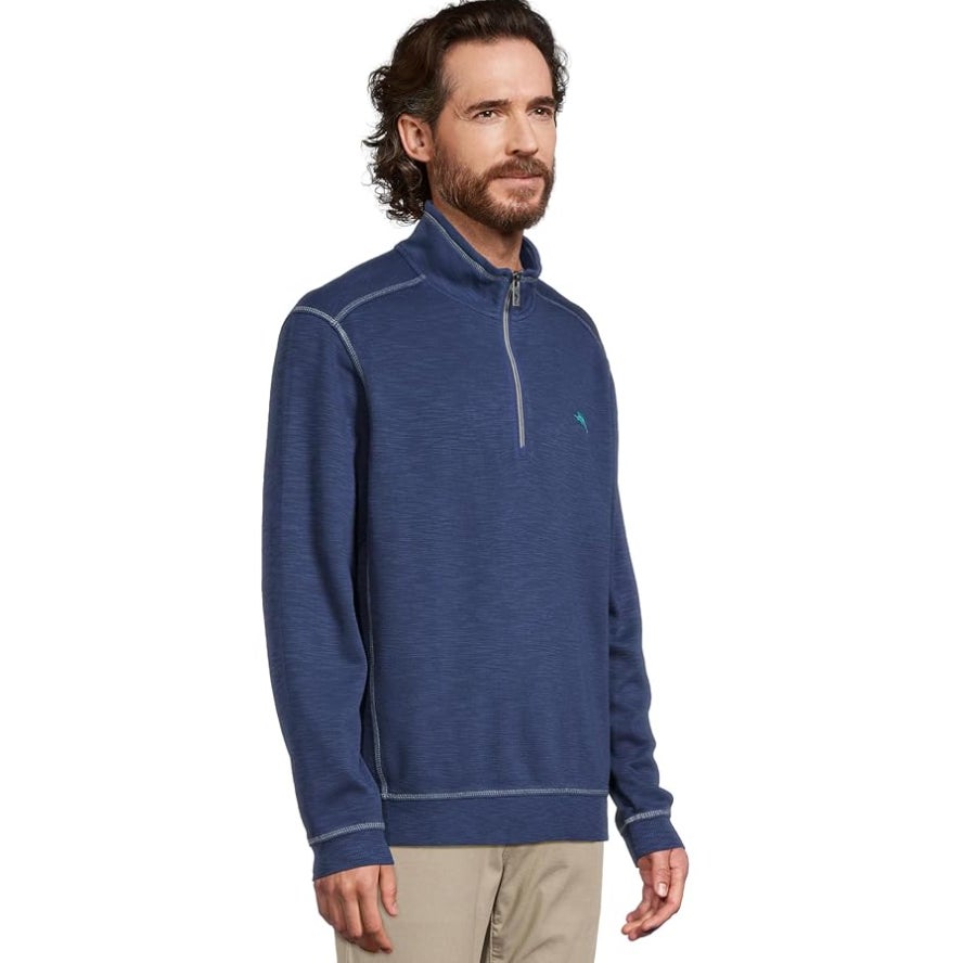 TOMMY BAHAMA Men's Tobago Bay Half Zip Sweatshirt XL Island Navy Blue NWT