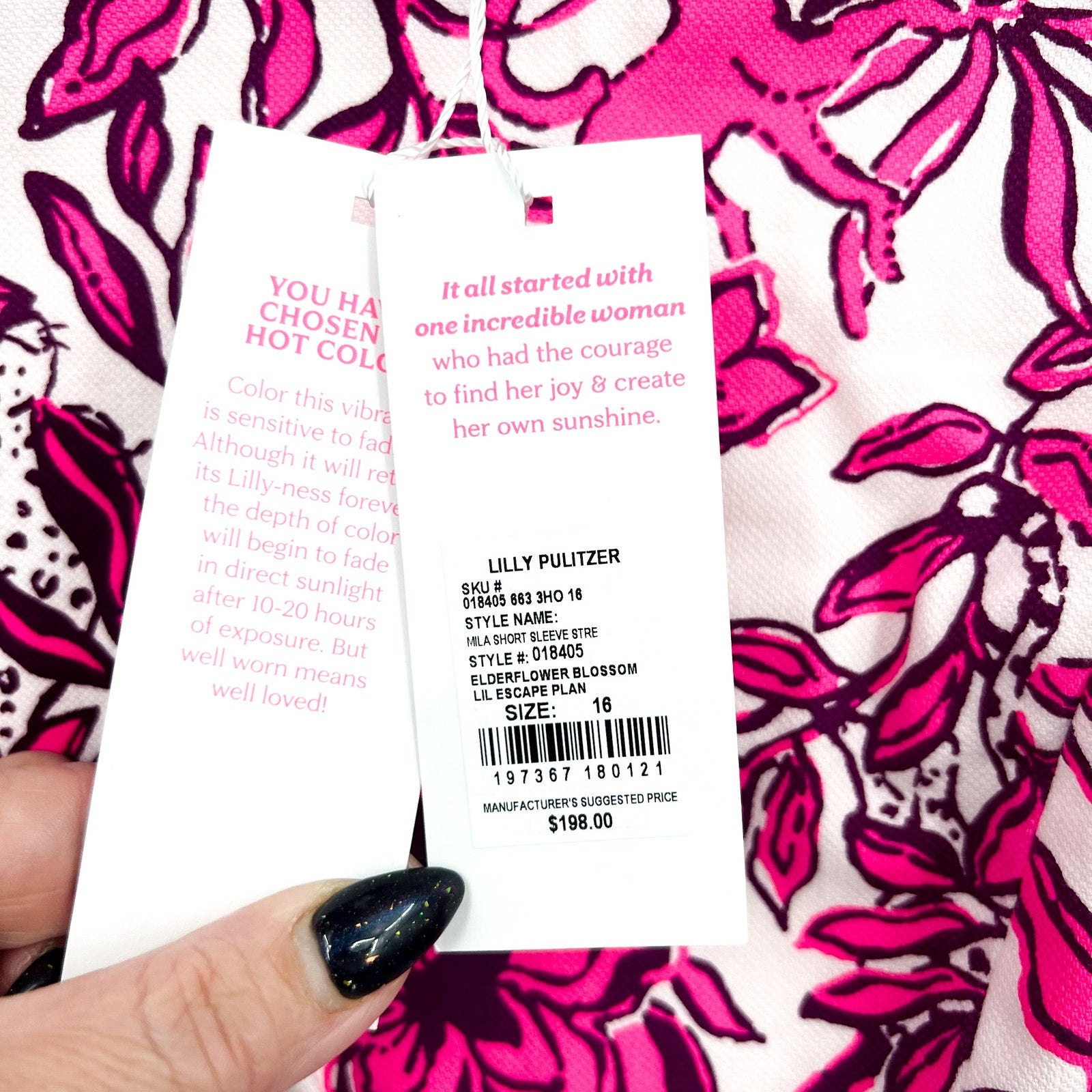 LILLY PULITZER Mila Short Sleeve Dress Size 16 Pink Elderflower Blossom NWT
