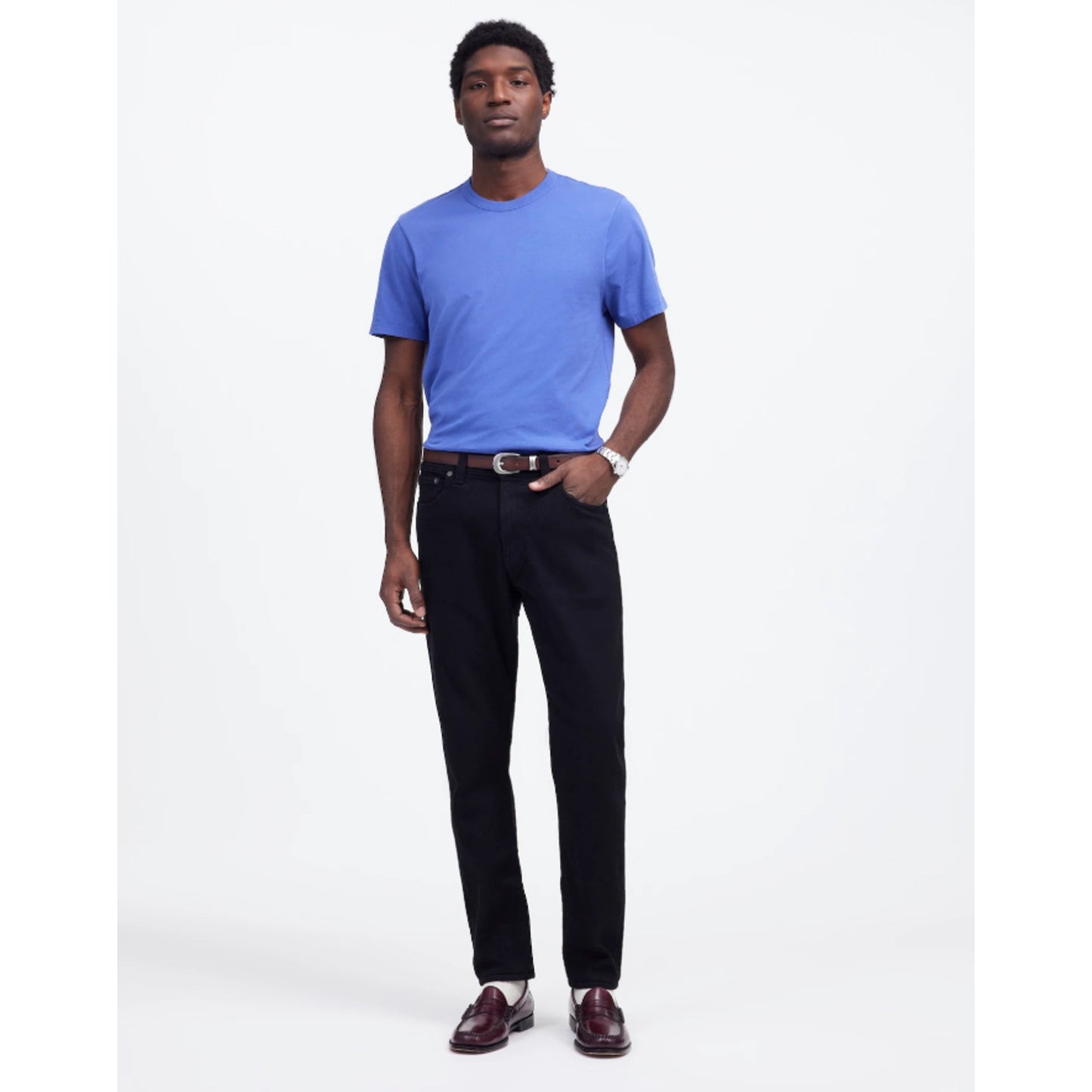 MADEWELL Men's Athletic Slim Jeans 35x32 Black Bainhart Wash Coolmax Denim