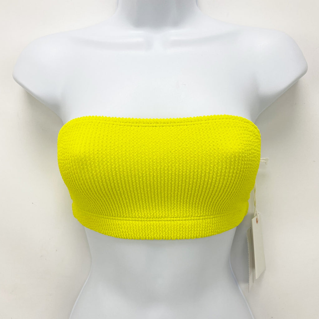 Good American Always Fits Bandeau Bikini Top 1/2 S-M Electric Yellow Swim NWT