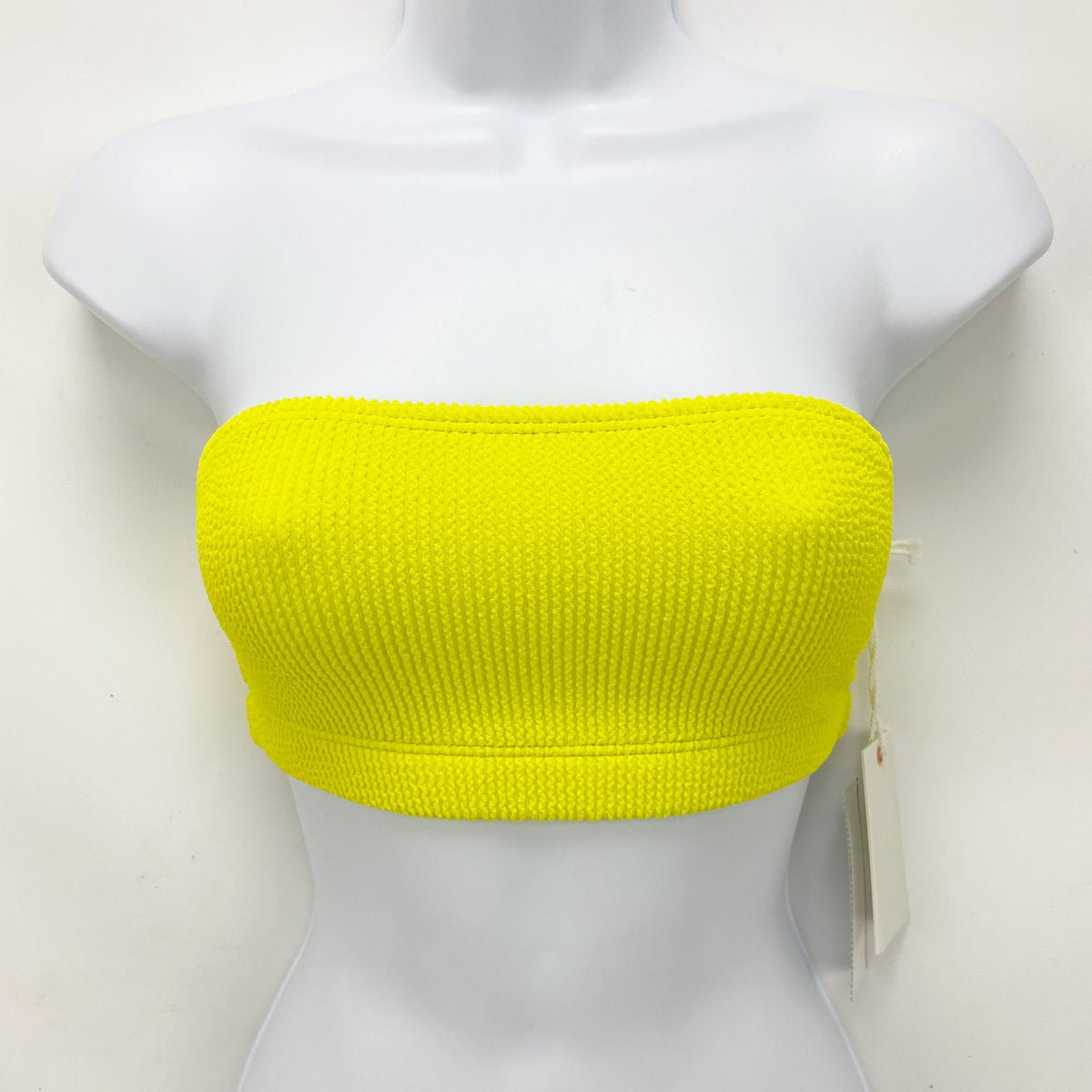 Good American Always Fits Bandeau Bikini Top 1/2 S-M Electric Yellow Swim NWT