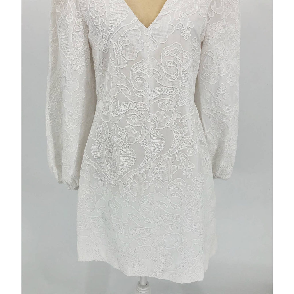 SAMSOE SAMSOE Women's Anai Dress Medium Bright White Embroidered V Neck NWOT