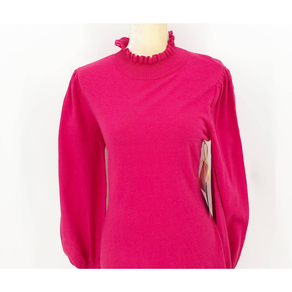 Cece Womens Sweater Knit Dress Large Rich Magenta Pink Long Sleeve NWT