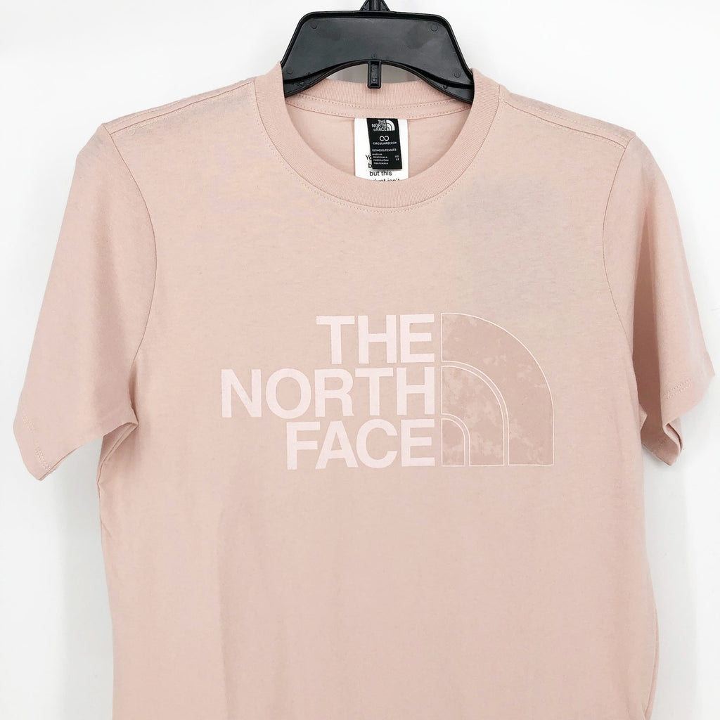 The North Face Womens Half Dome Logo Tee XS Pink Moss Short Sleeve NWT