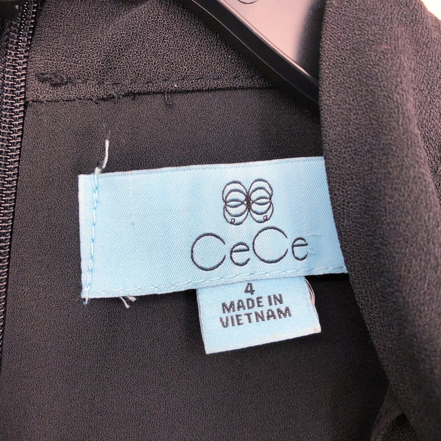 Cece Womens Bow Neck Mini Dress 4 Black Short Sleeve Fit & Flare Cocktail NWT