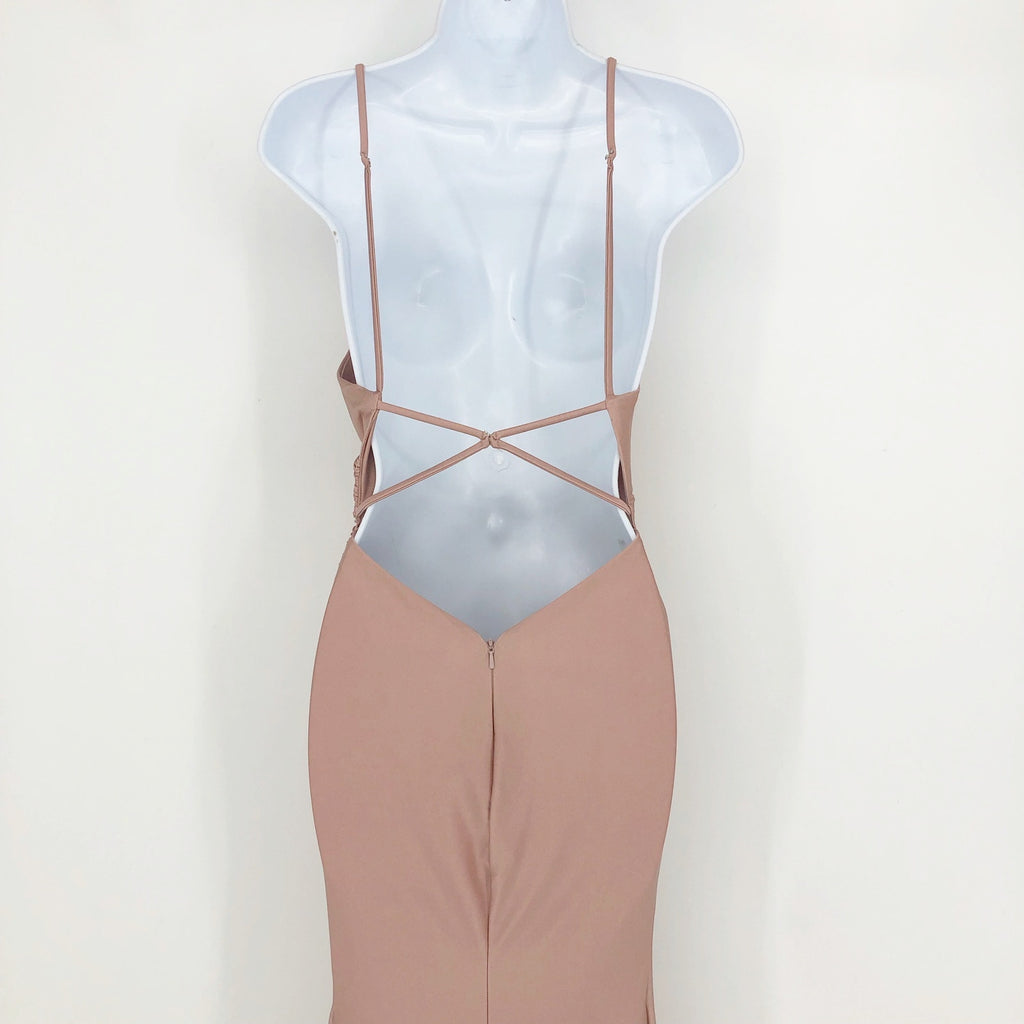 LA FEMME 29848 Jersey Long Gown 0 Pink Mauve Faux Wrap V Neck Prom Dress NWT