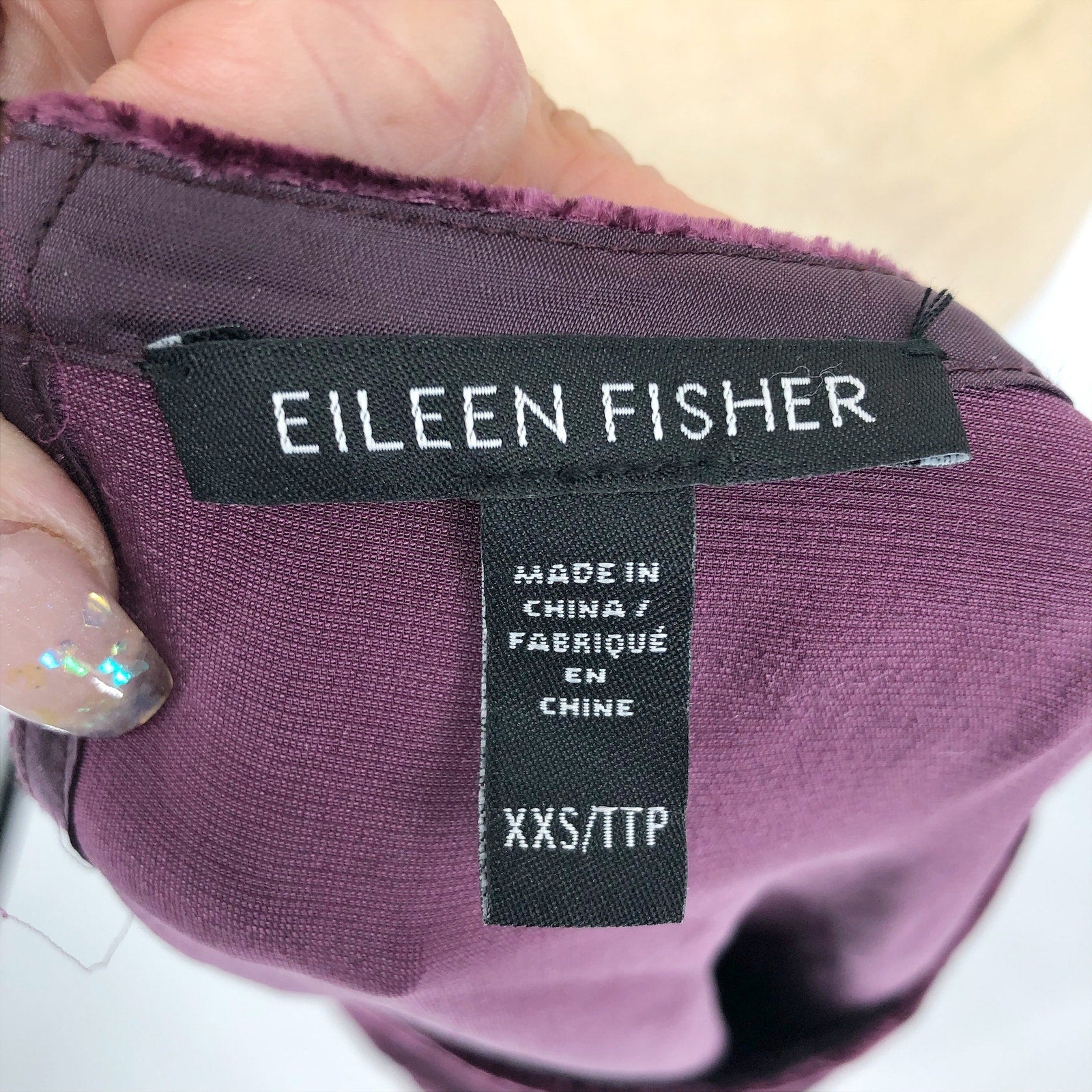 EILEEN FISHER Velvet Mini Shift Dress XXS Purple Plum Long Sleeve NWOT $348