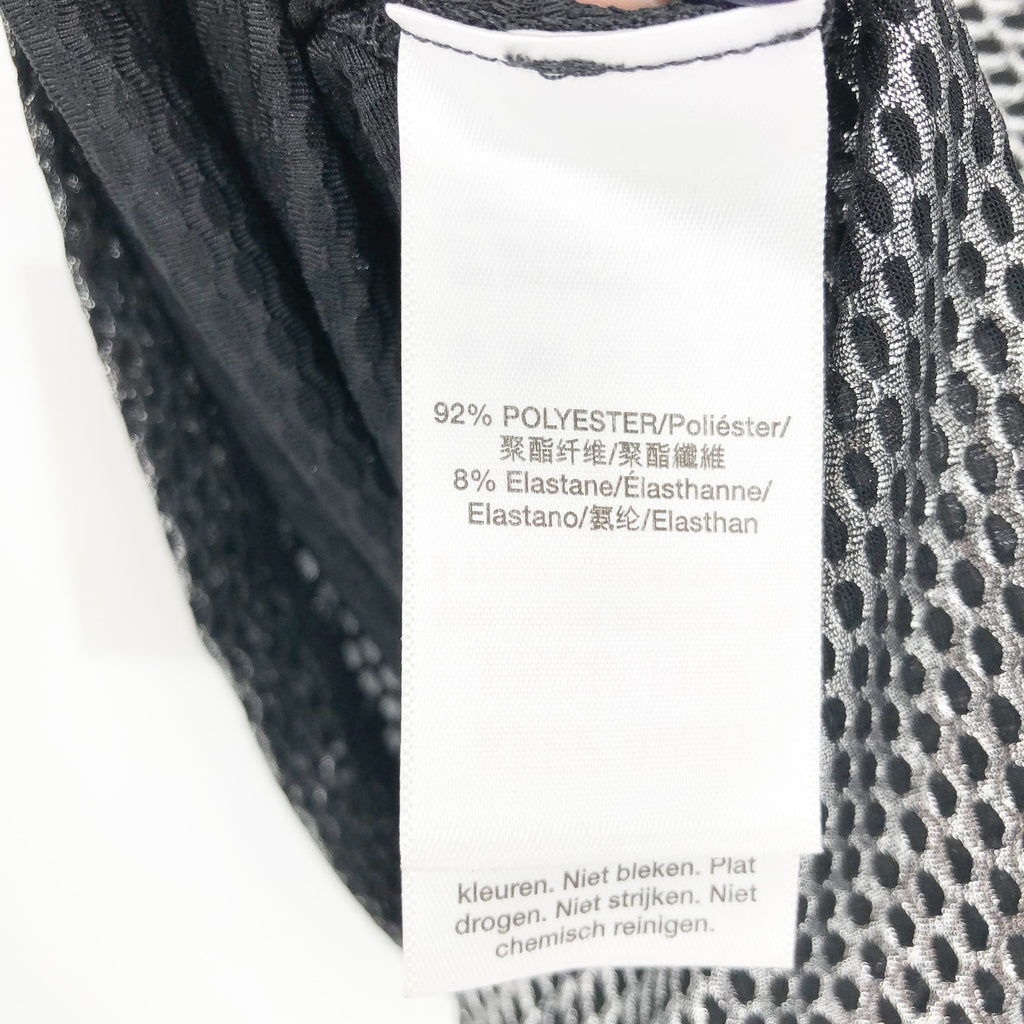 DKNY Sport Womens Honeycomb Mesh Sleeveless Top Large Silver Black NWT