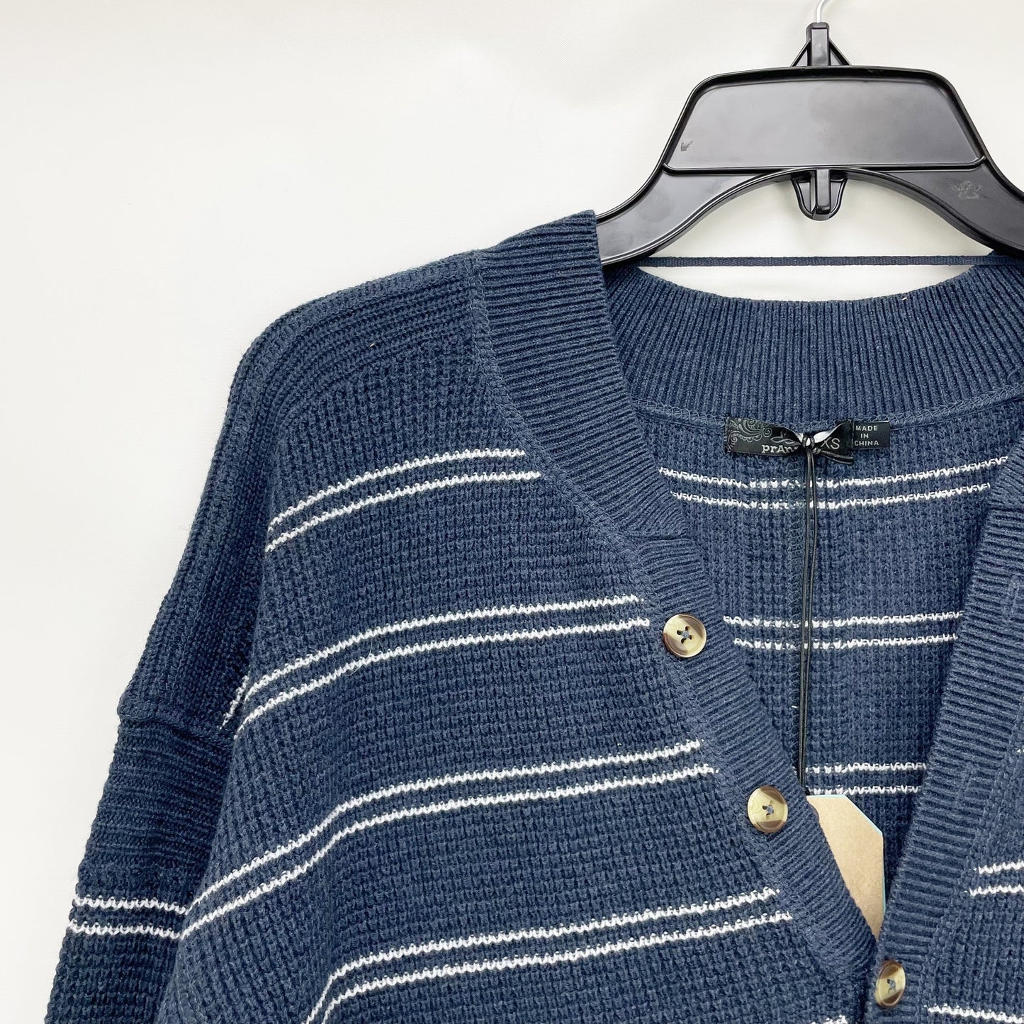 prAna Womens Milani Henley Dress Nautical Stripe Blue Medium