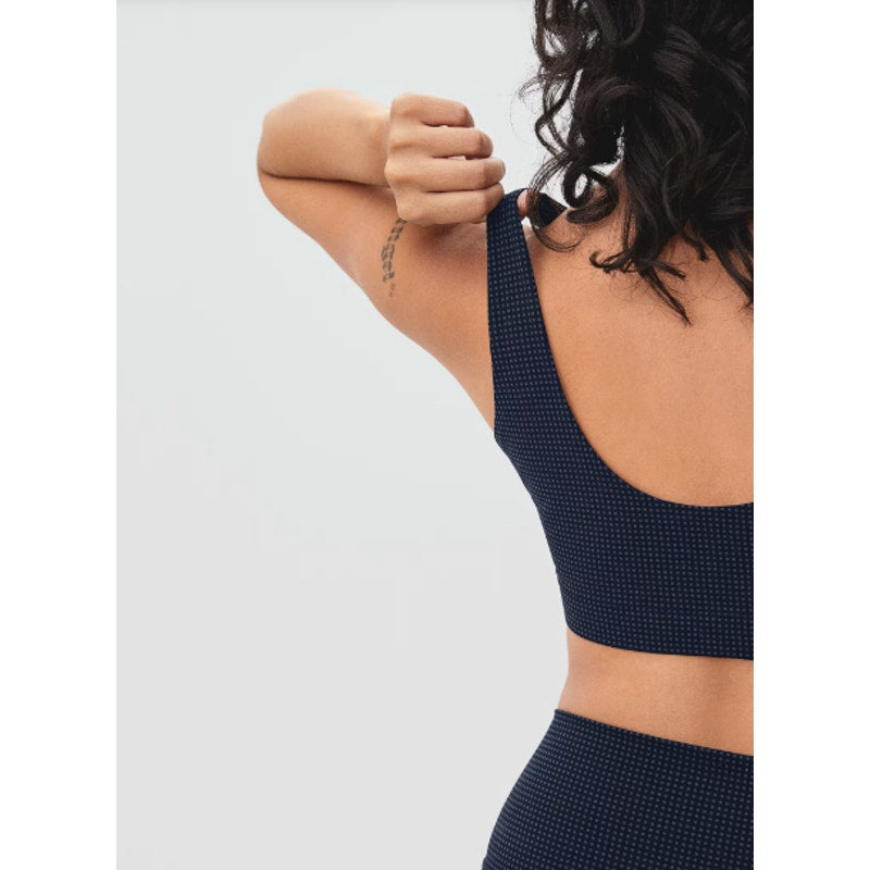 Everlane Womens The Perform Sports Bra XS Black Grey Micro Print Scoop Neck NWT