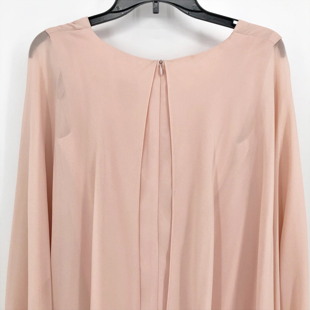 VINCE CAMUTO Women Capelet Shift Dress Size 2 Pink Blush Chiffon LS NWOT