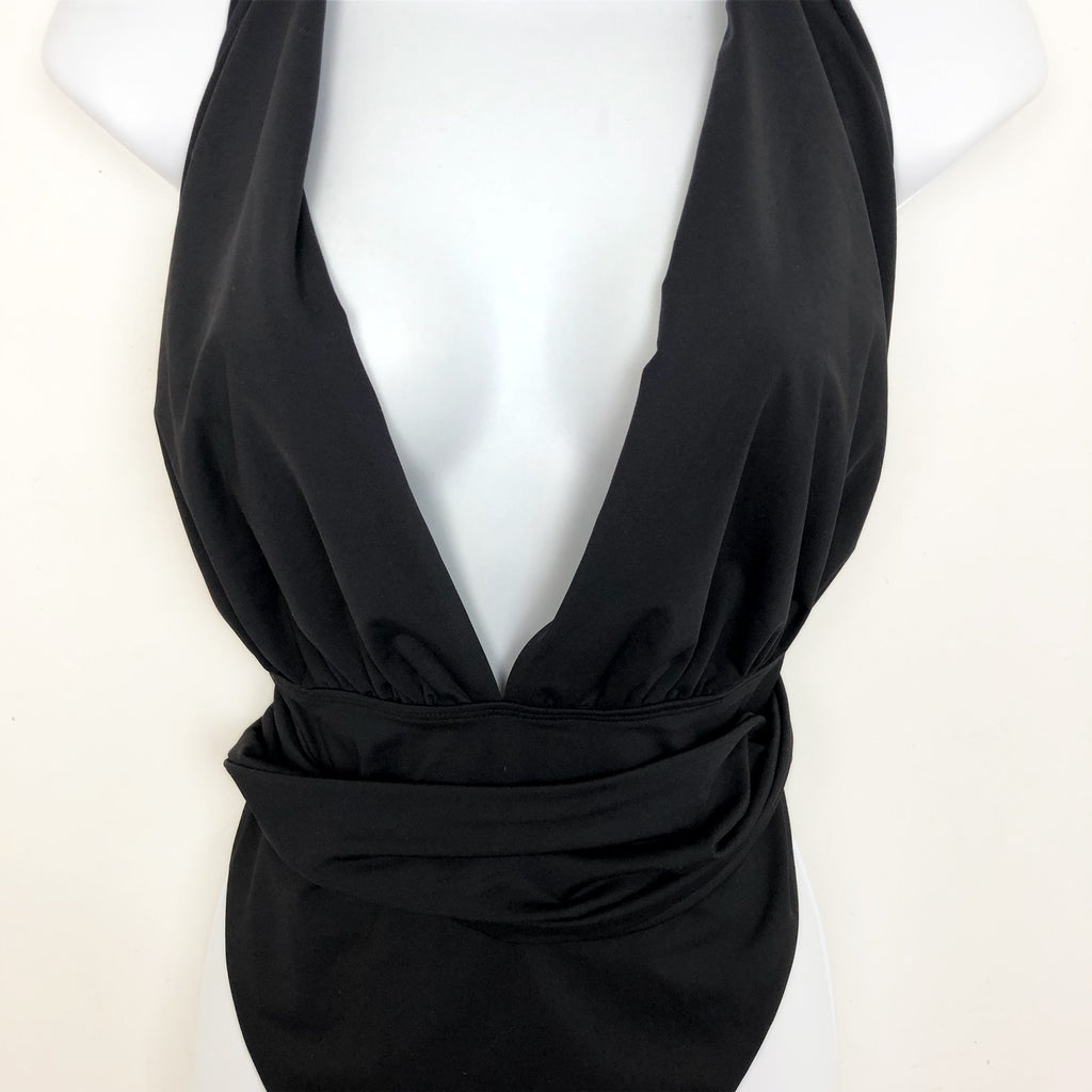 Good American Waist Cincher One Piece Swimsuit 4 XL Black T Back Strap NWOT