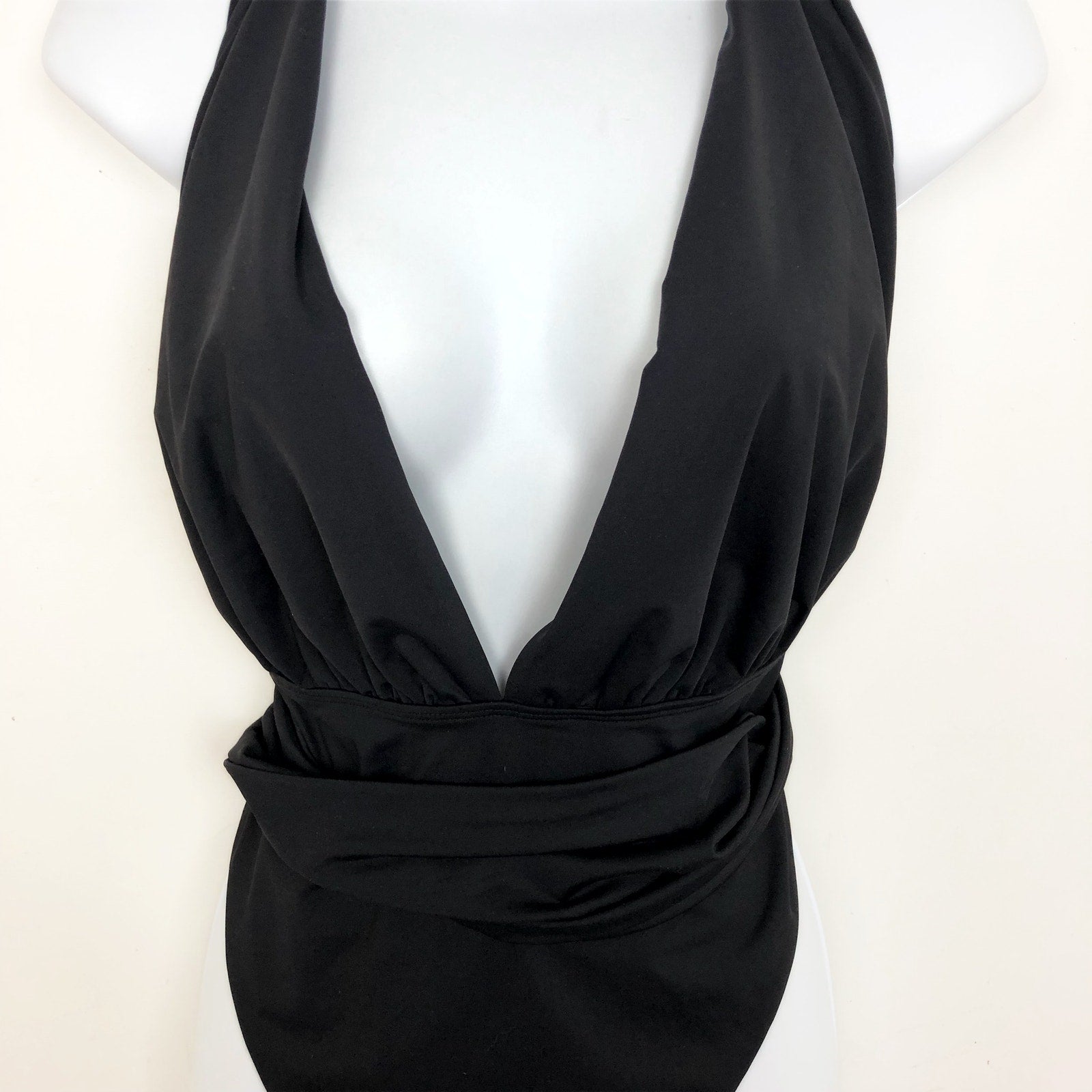 Good American Waist Cincher One Piece Swimsuit 4 XL Black T Back Strap NWOT