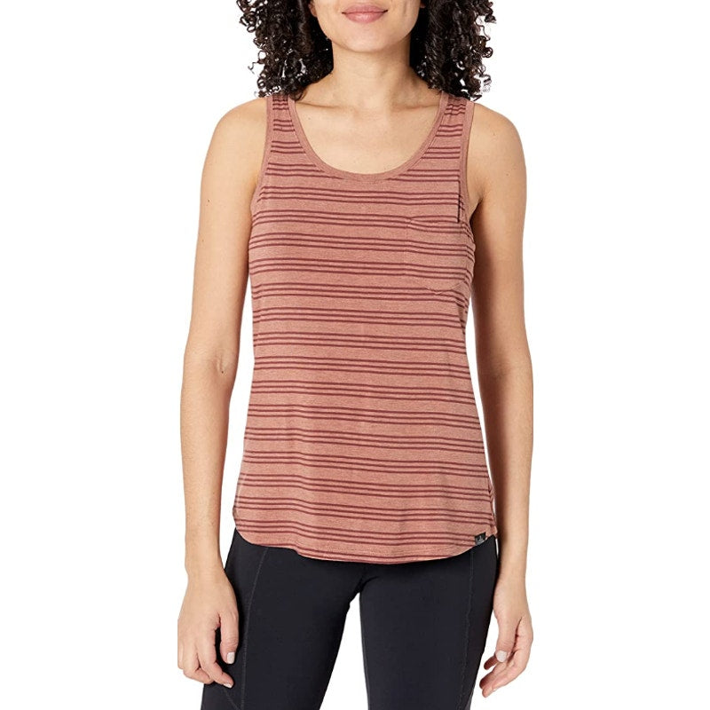 prAna Womens Foundation Tank Top XS Orange Red Scoop Neck Stripe