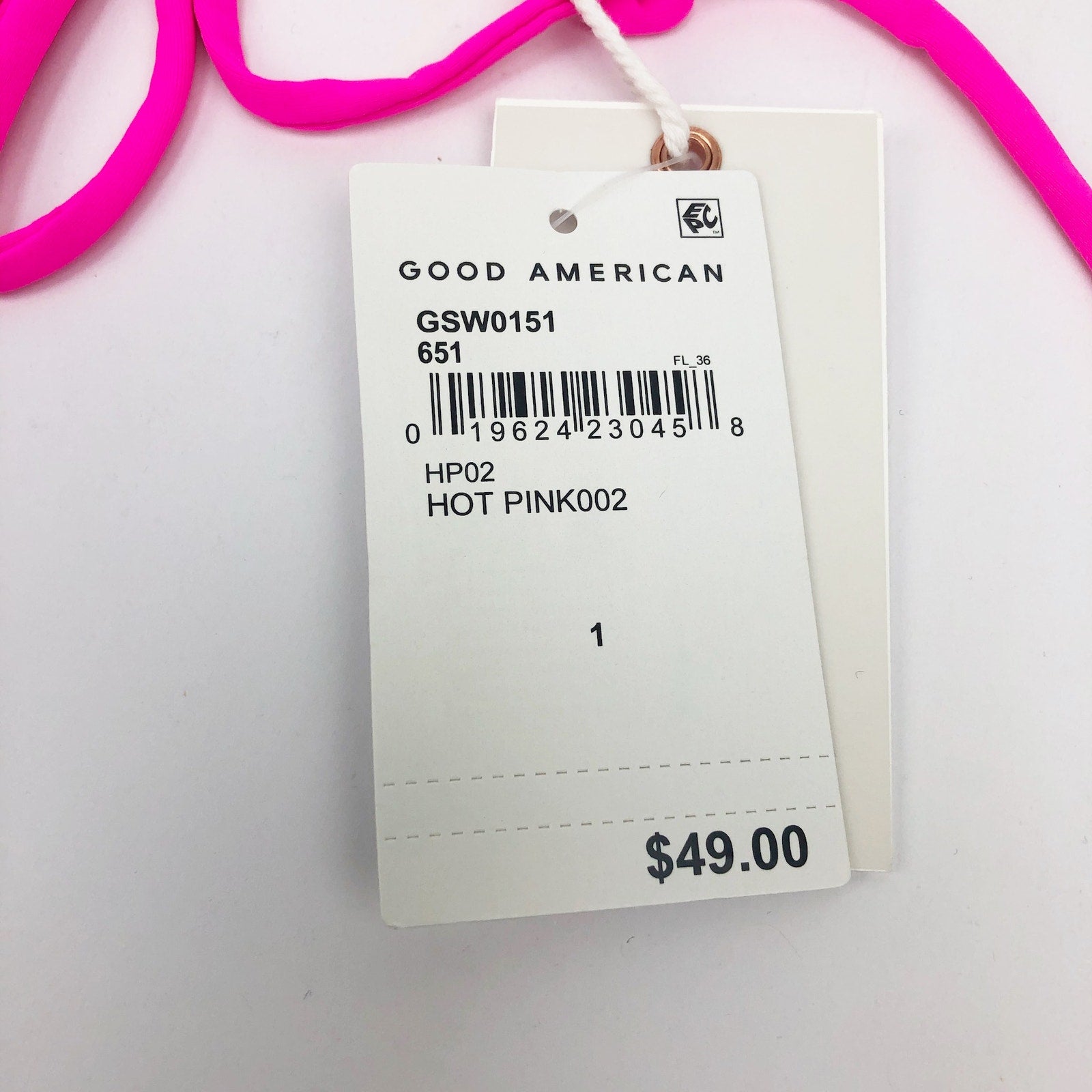 Good American Tiny Ties Bikini Bottoms Sz 1 Small Swimwear Matte Hot Pink NWT