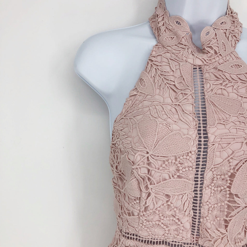 BARDOT Women's Willow Sheath Dress Small Soft Pink Floral Lace Sleeveless NWT