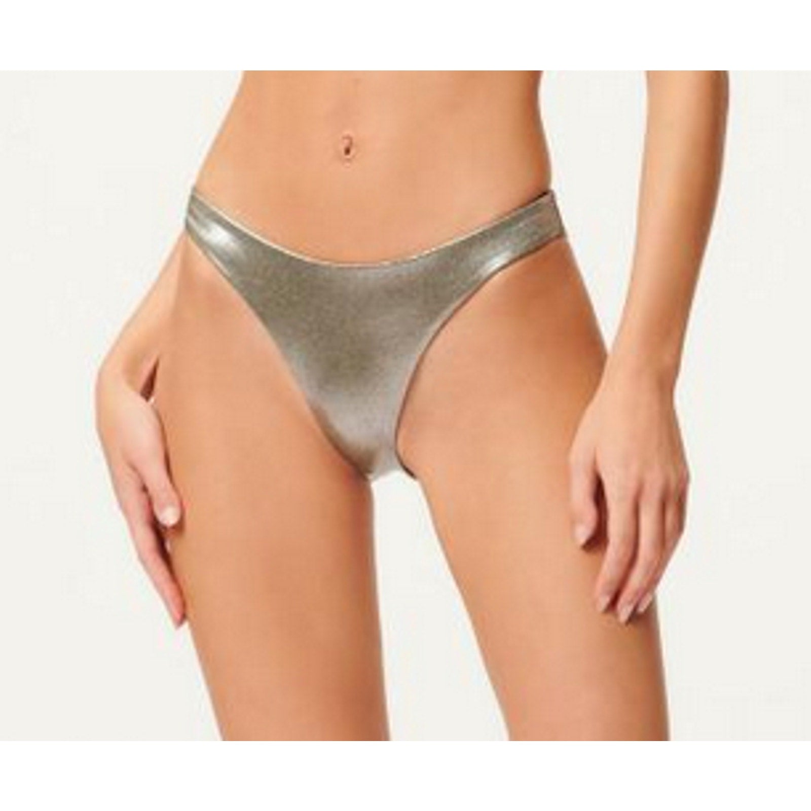 Good American Better Bikini Bottom Sz 4 XL Metallic Silver Green Reversible NWT