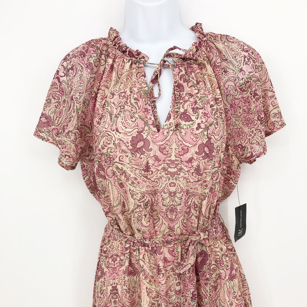 I.N.C. INTERNATIONAL CONCEPTS Midi Dress 4 Pink Blush Combo Paisley Tiered NWT