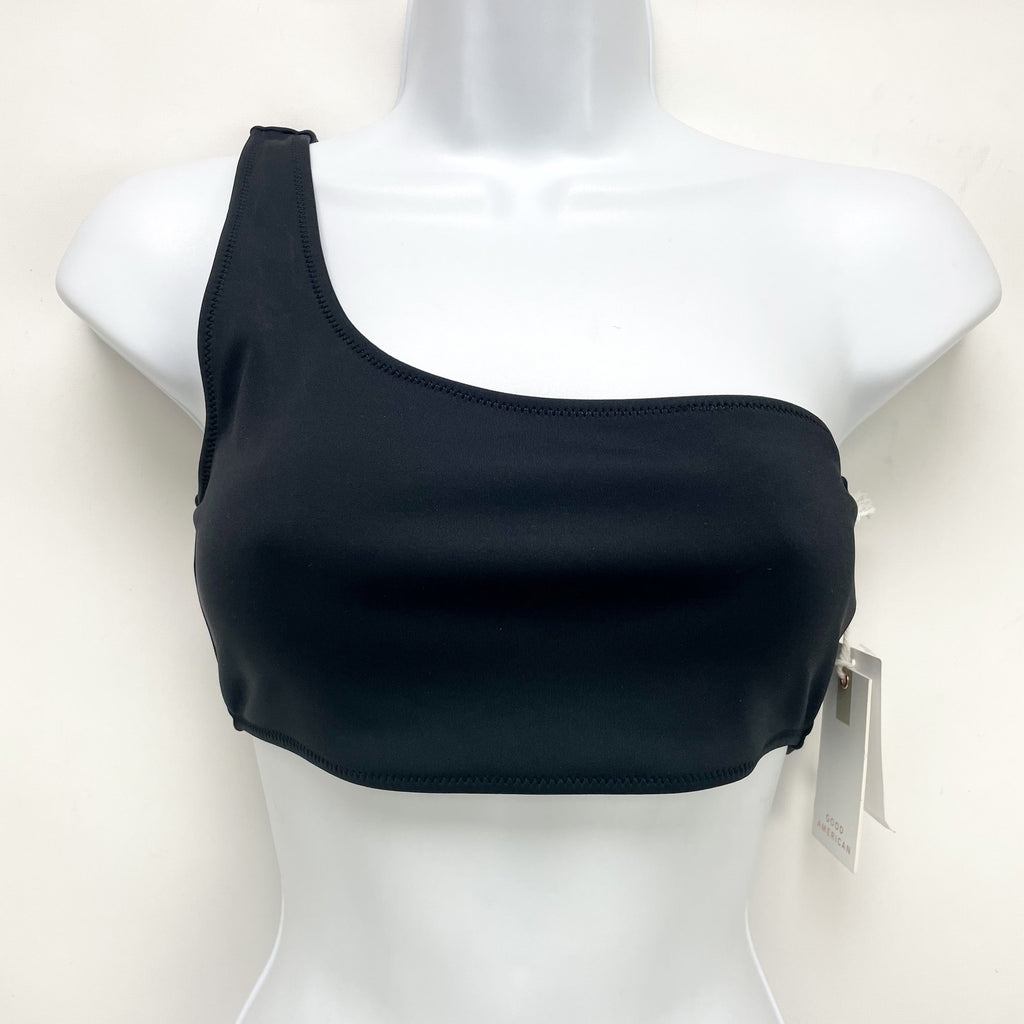 Good American Scuba Hot Shoulder Bikini Top Sz 6 US XXXL Swimwear Black NWT