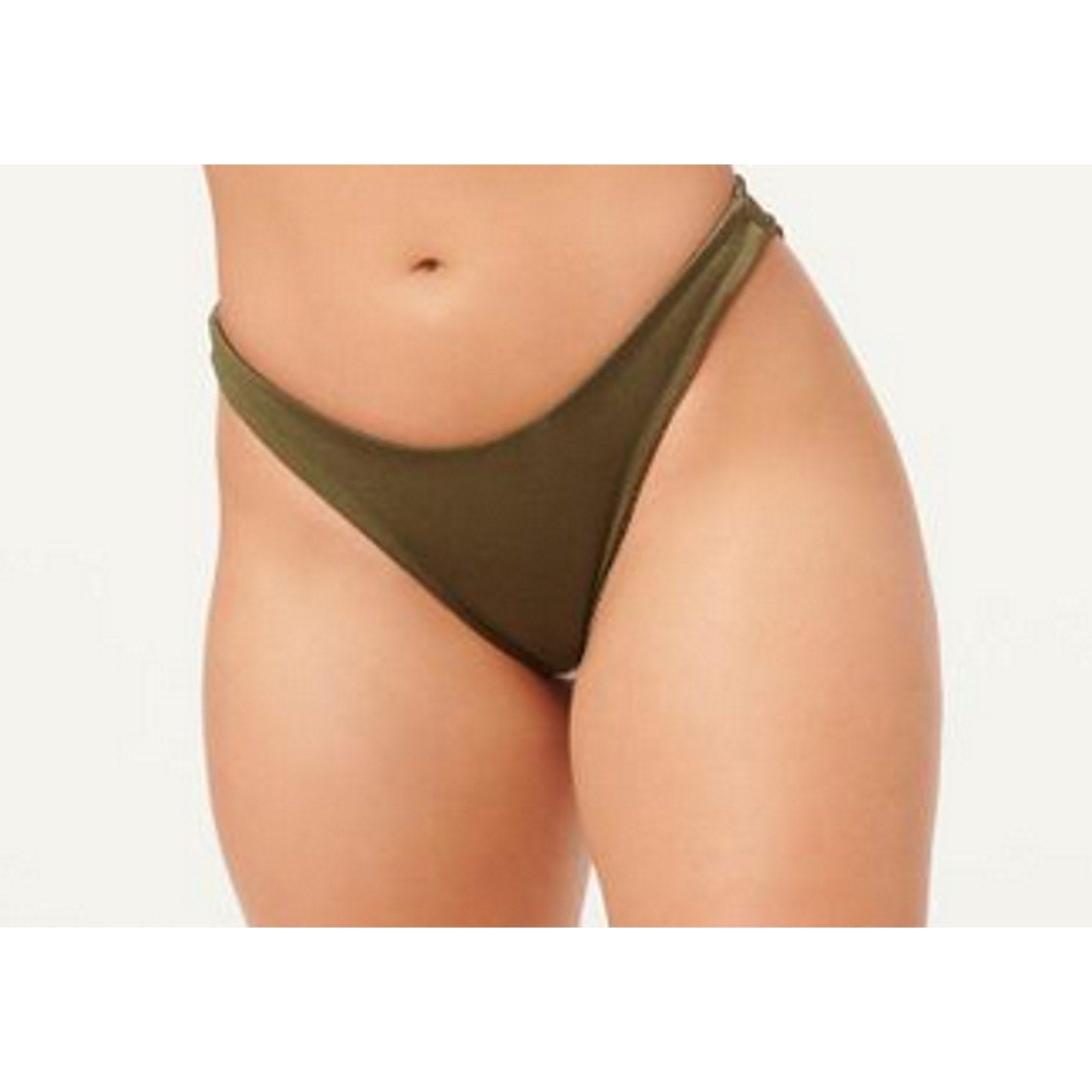 Good American Metallic Better Reversible Bikini Bottom Sz 2 Med Green Silver NWT