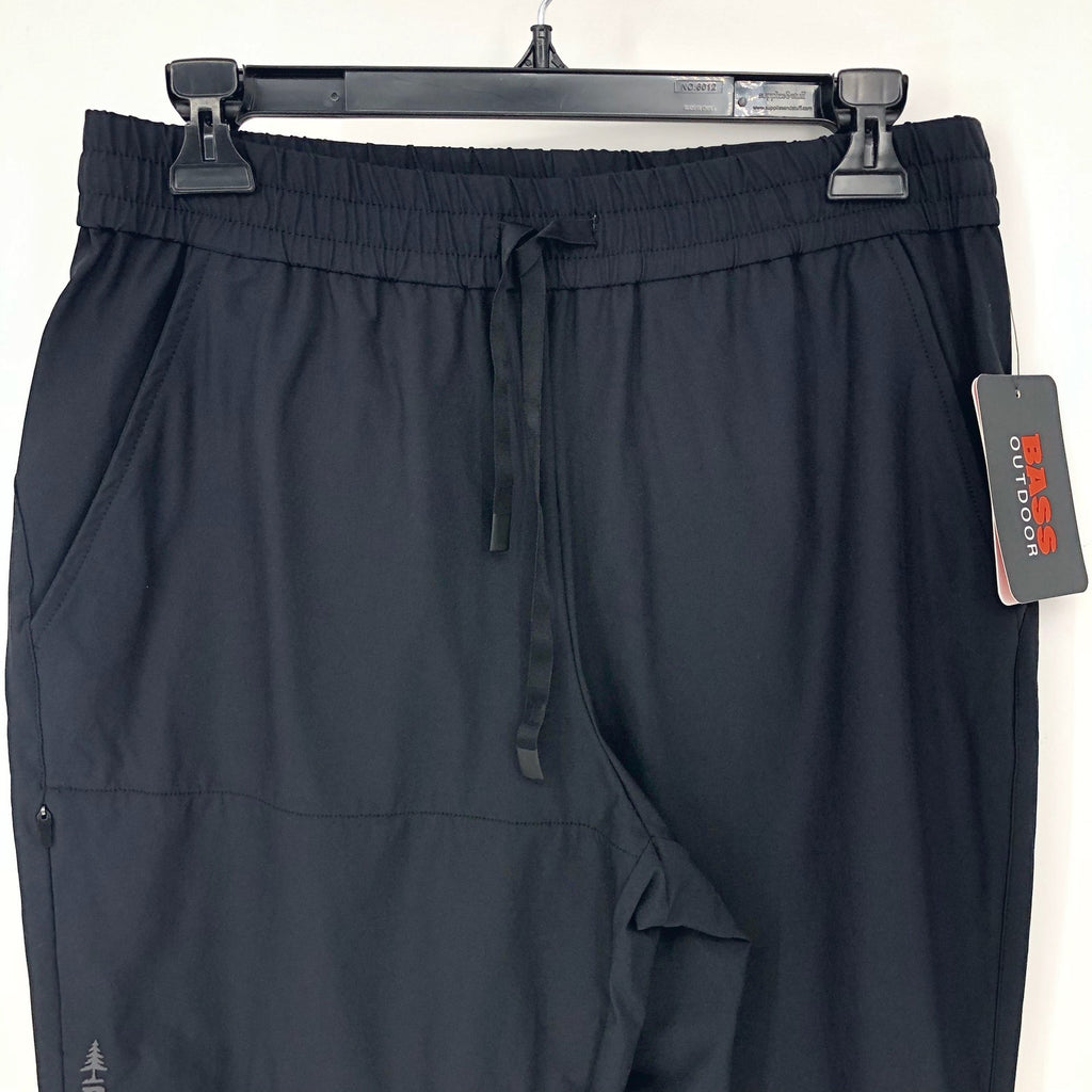 Bass Outdoors Womens Woven Sweatpants Small Black Drawstring Joggers NWT