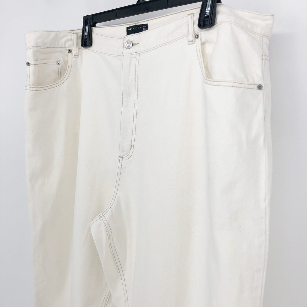 ASOS Womens Straight Keg Jeans US 20 Cream High Rise Denim Non Stretch Cotton