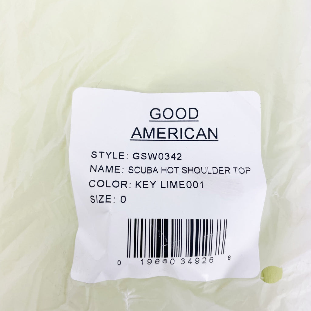 Good American Scuba Hot Shoulder Bikini Top Size 0 XS Swim Key Lime Green NWT