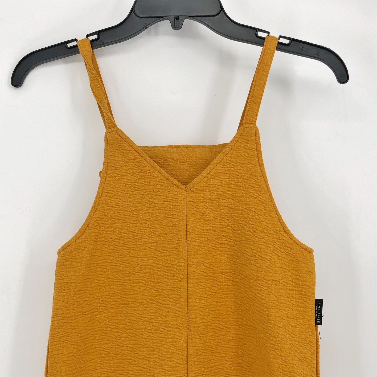 TINY TRIBE AUSTRALIA Kids Knot Overalls US 6 Gold Stretch Knit Pockets NWOT