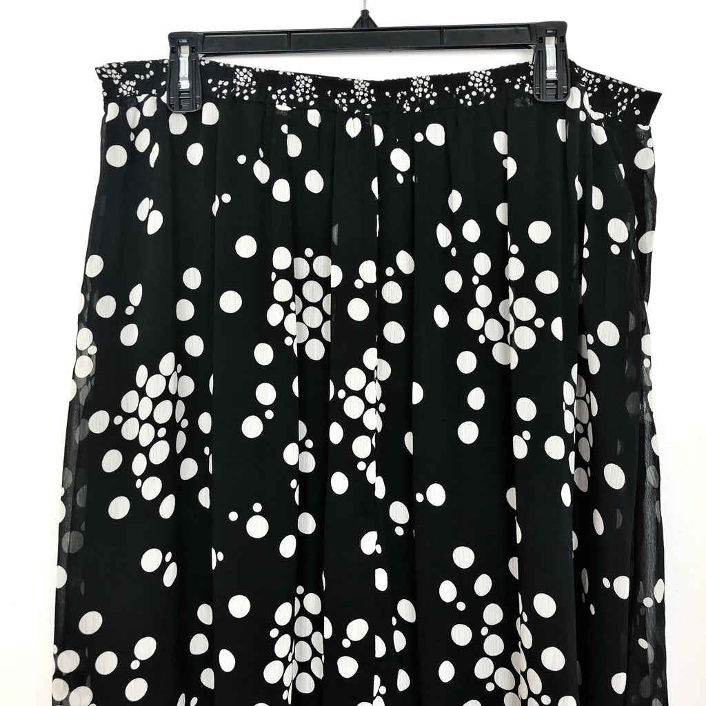 Estelle Womens Adele Spot Midi Skirt 2X Black White Handkerchief Hem NWT