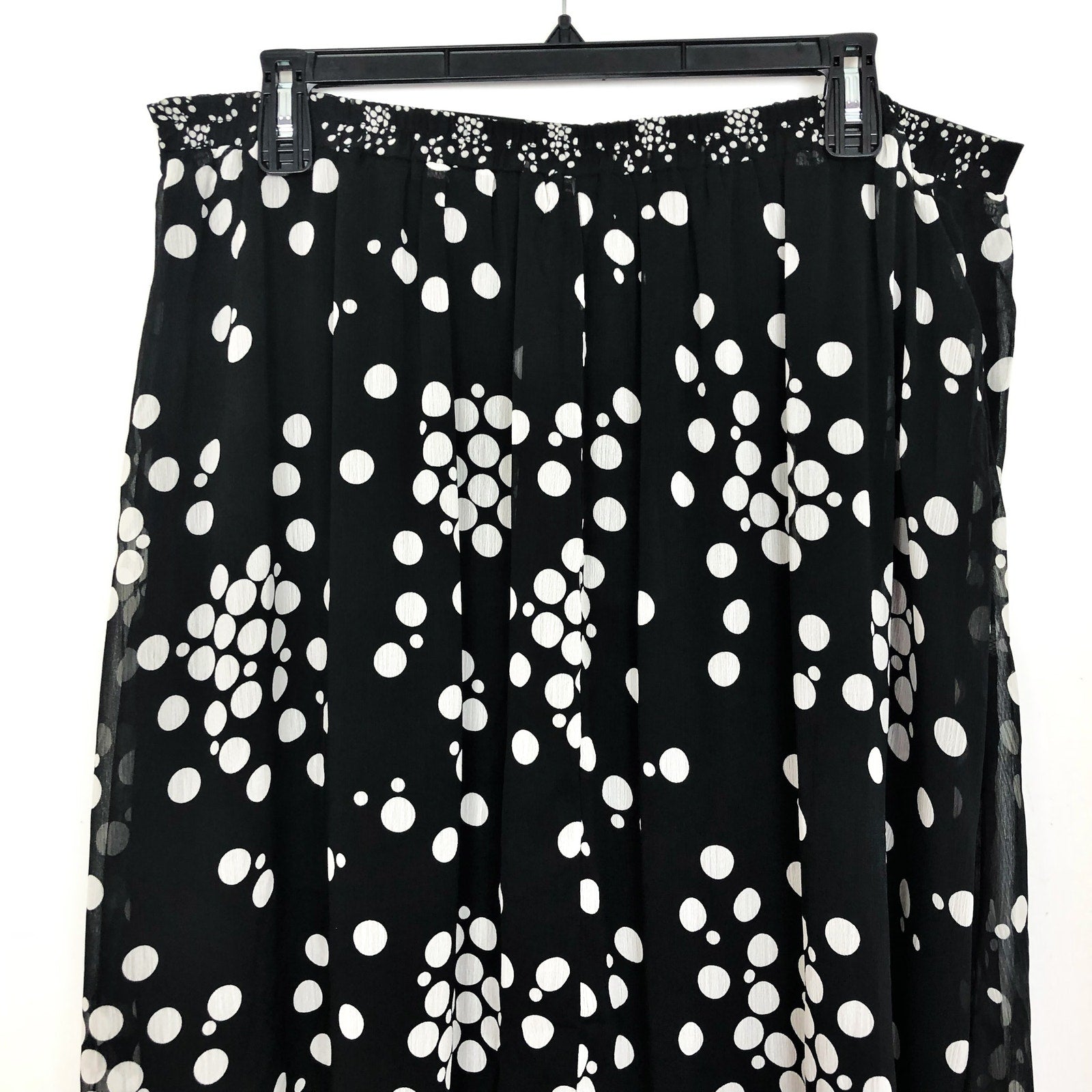 Estelle Womens Adele Spot Midi Skirt 2X Black White Handkerchief Hem NWT