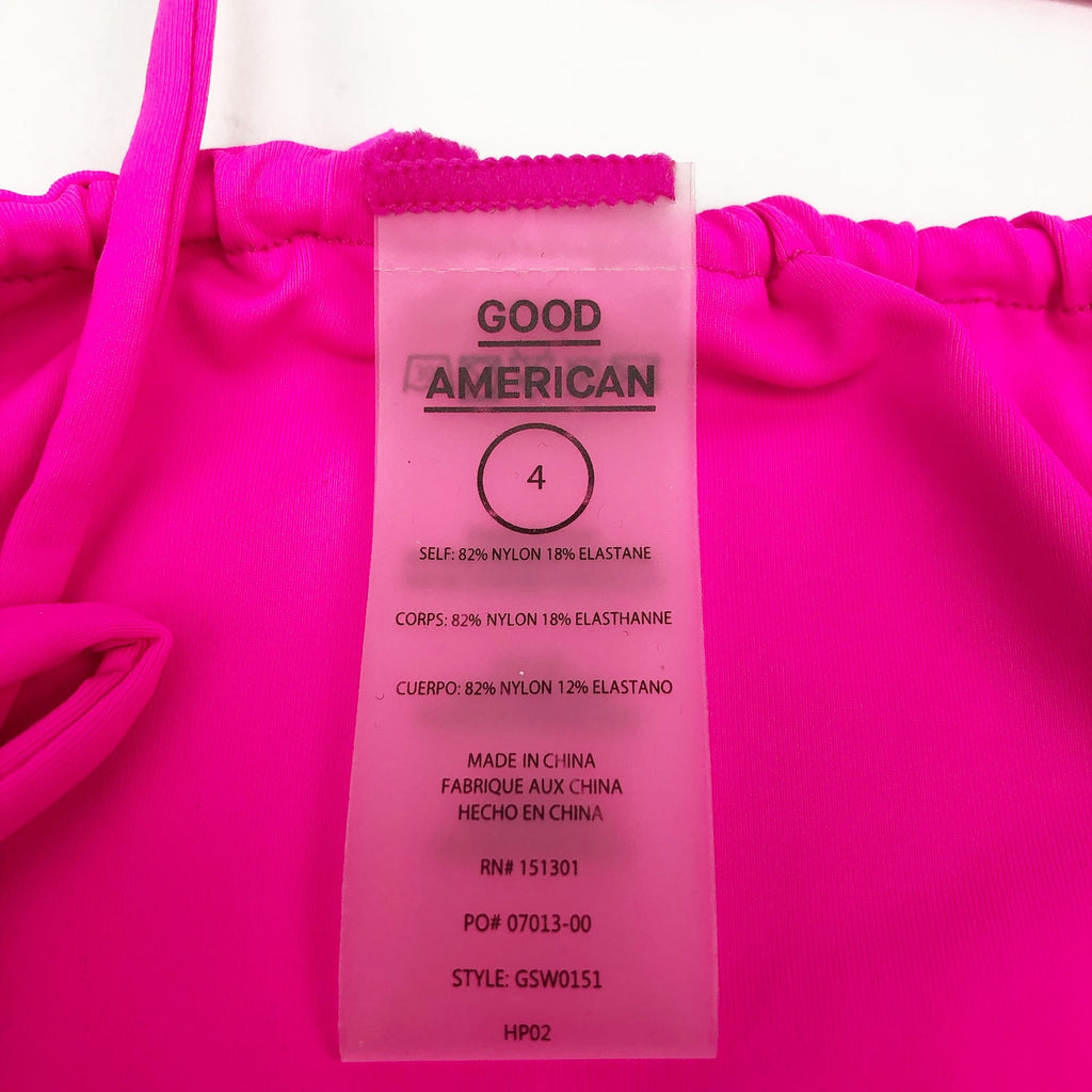 Good American Tiny Ties Bikini Bottoms Sz 4 XL Hot Pink Swimwear Matte NWT