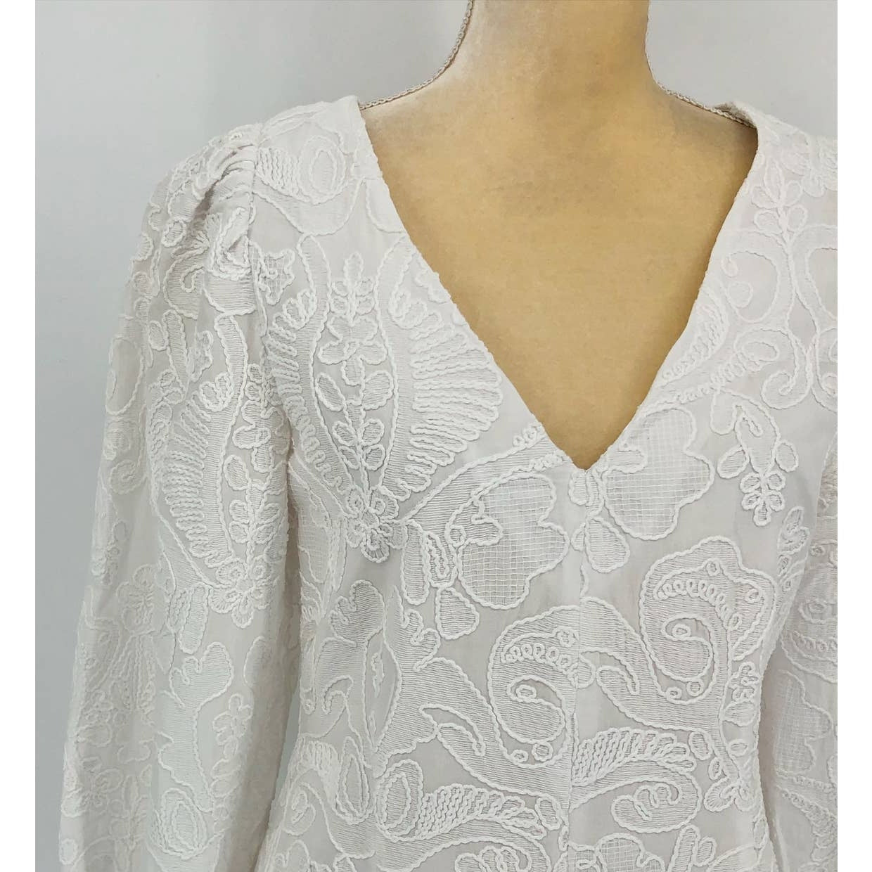 SAMSOE SAMSOE Women's Anai Dress Medium Bright White Embroidered V Neck NWOT