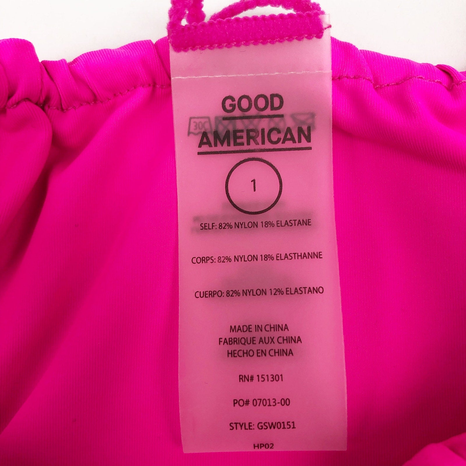 Good American Tiny Ties Bikini Bottoms Sz 1 Small Swimwear Matte Hot Pink NWT