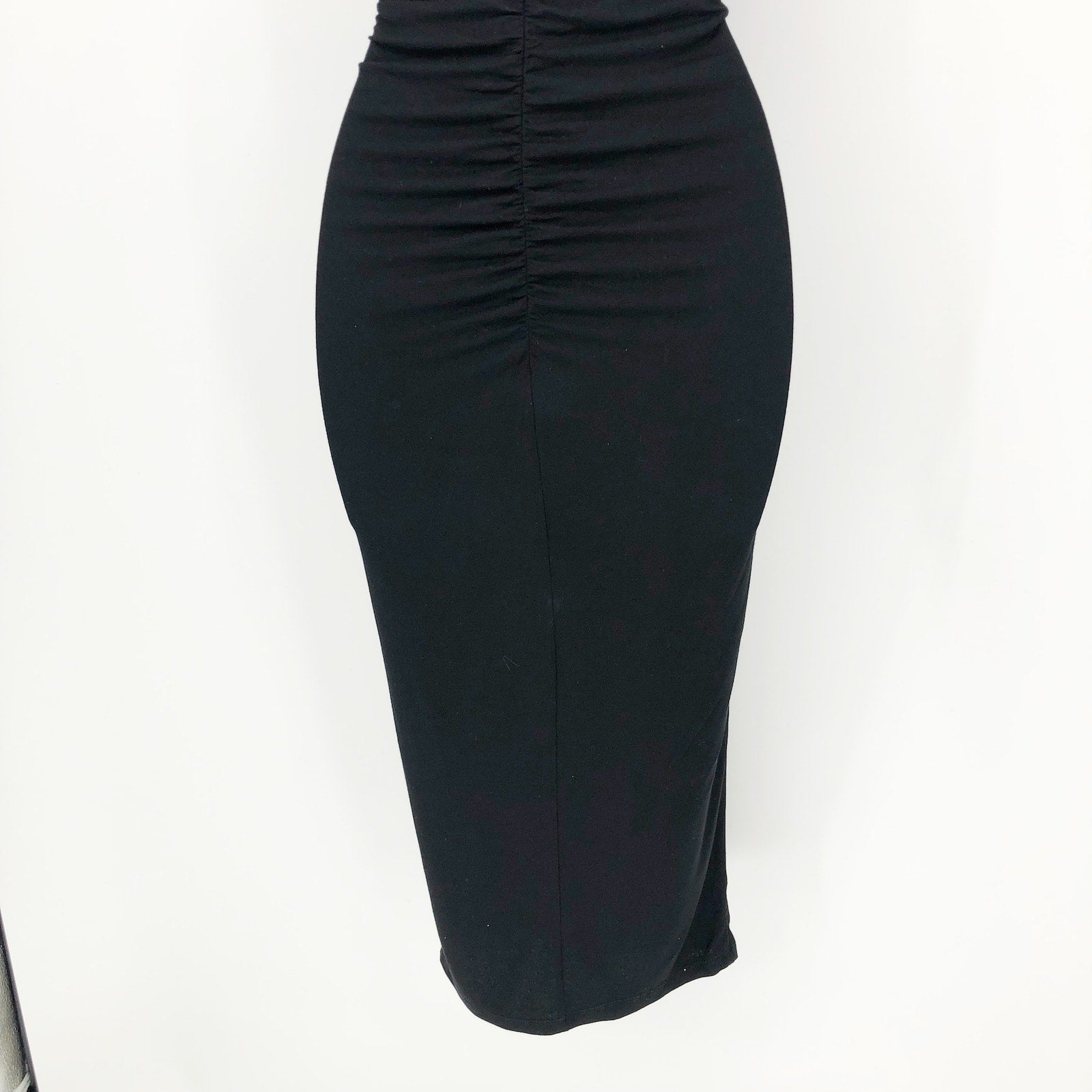 ASOS DESIGN Women's Cut Out High Slit Ruched Strapless Dress Black Size 8