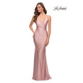 LA FEMME 29848 Jersey Long Gown 0 Pink Mauve Faux Wrap V Neck Prom Dress NWT
