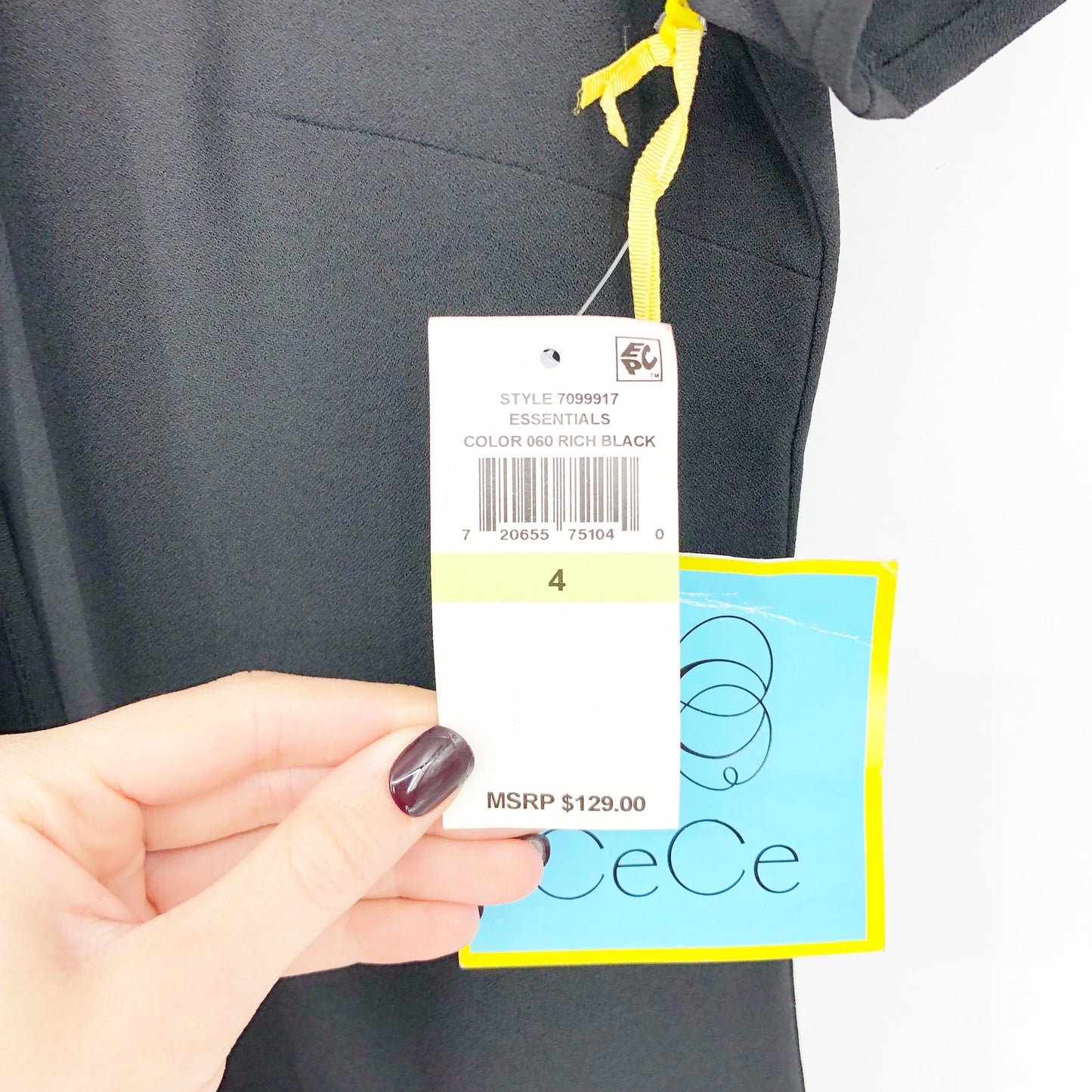 Cece Womens Bow Neck Mini Dress 4 Black Short Sleeve Fit & Flare Cocktail NWT