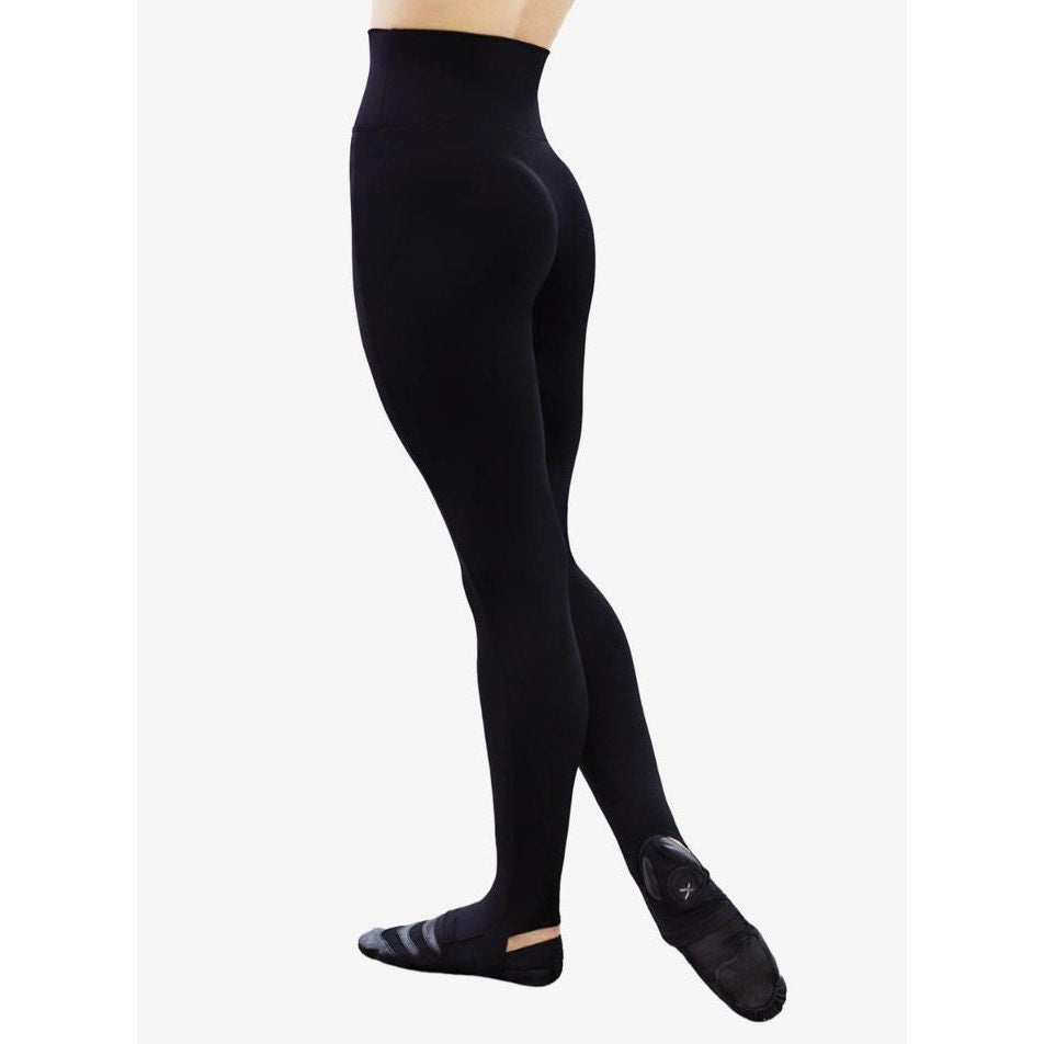Capezio Womens Stirrup Leggings Small US 4-6 Black High Rise Pull On Stretch NWT
