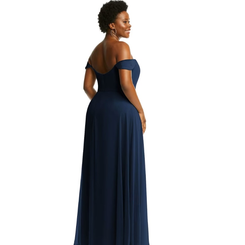 AFTER SIX 1560 Off-the-Shoulder Long Dress 2R Midnight Blue Gown Formal NWOT