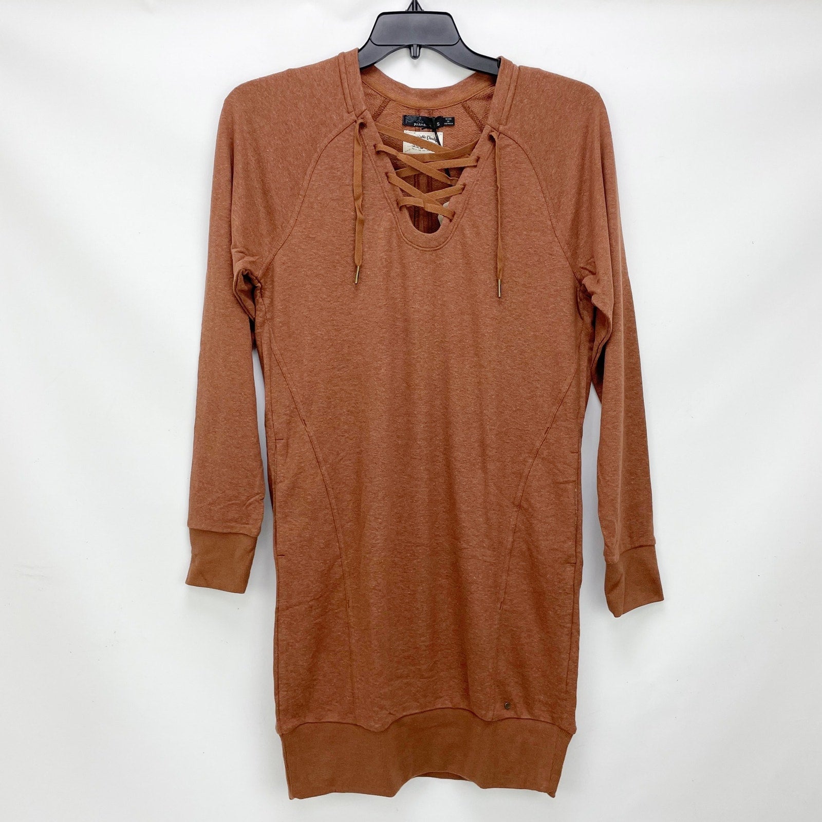 prAna Womens Cozy Up Terry Dress Small Roux Heather Orange NWT