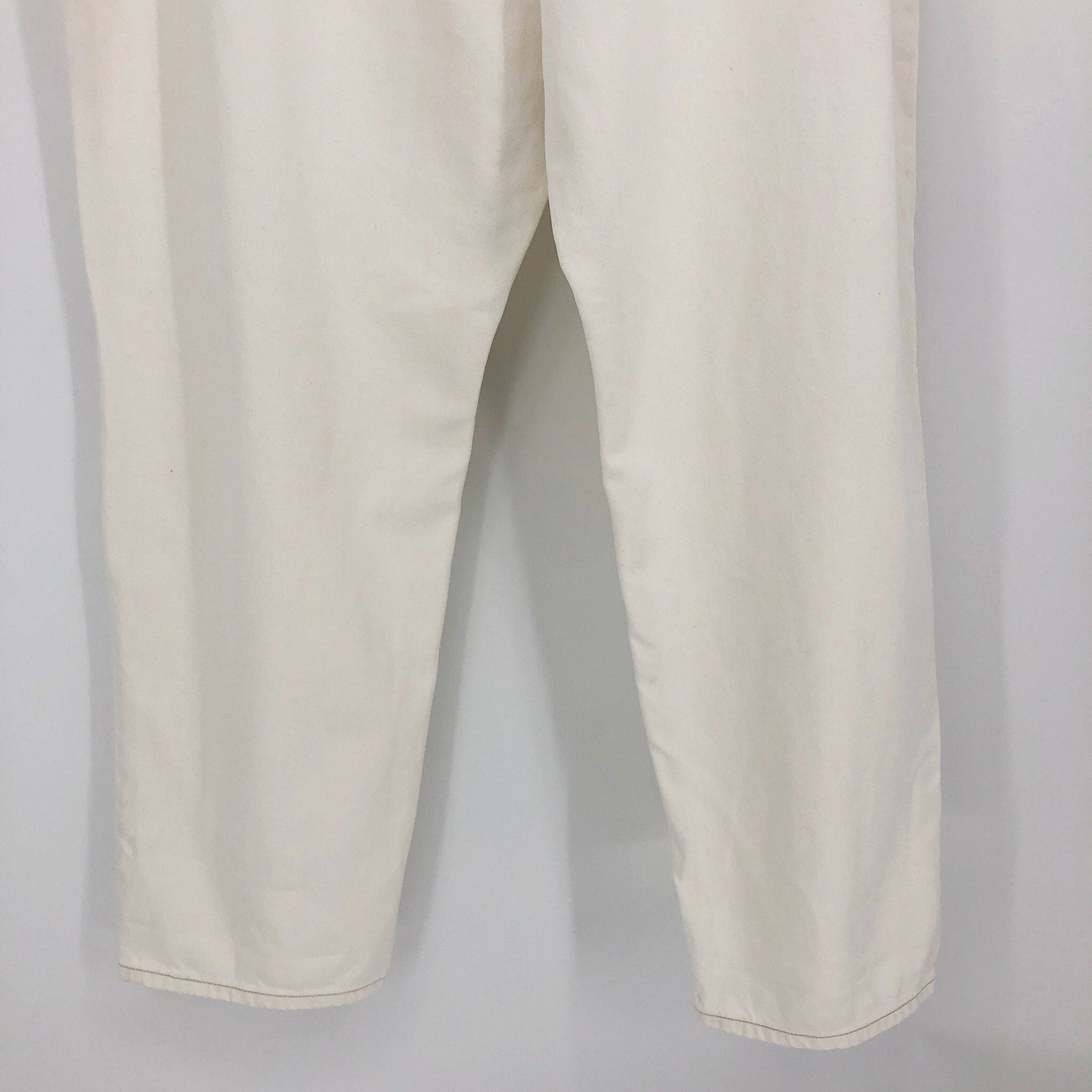 ASOS Womens Straight Keg Jeans US 20 Cream High Rise Denim Non Stretch Cotton