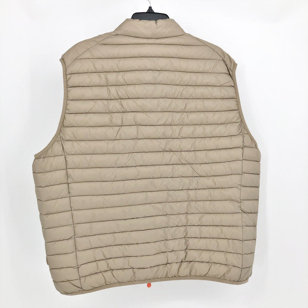 Save the Duck Womens Giga 16 Puffer Vest XXL Dune Beige Full Zip Mock Neck NWT