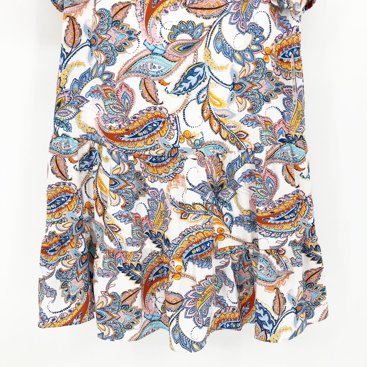 INC International Concepts Womens Paisley Dress XS White Multicolor Vneck NWT