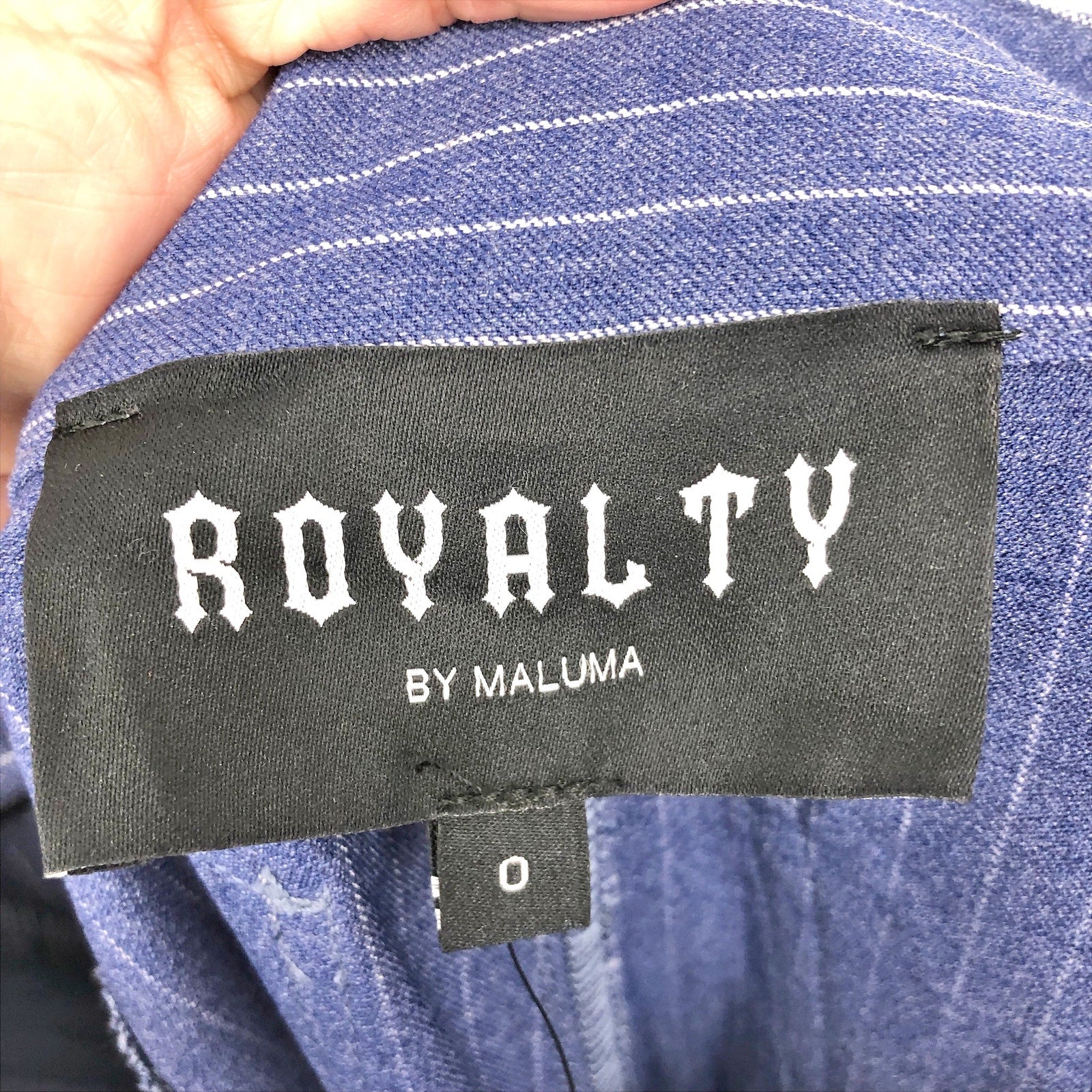 Royalty By Maluma Womens Wide Leg Pants SIZE 2 Blue High Rise Pinstriped NWT