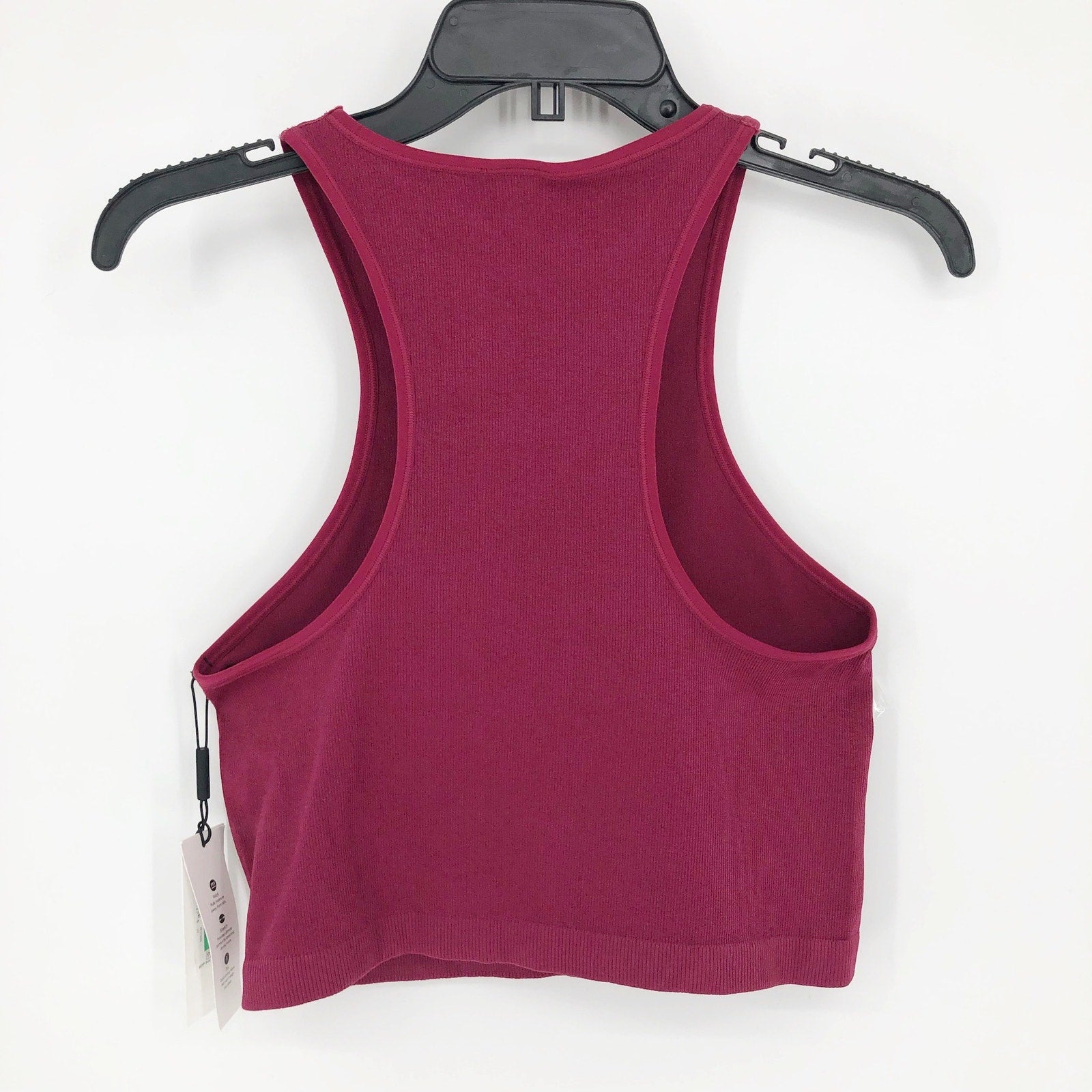CALVIN KLEIN Women's Performance Ribbed Crop Top Large Red Maroon Racerback NWT
