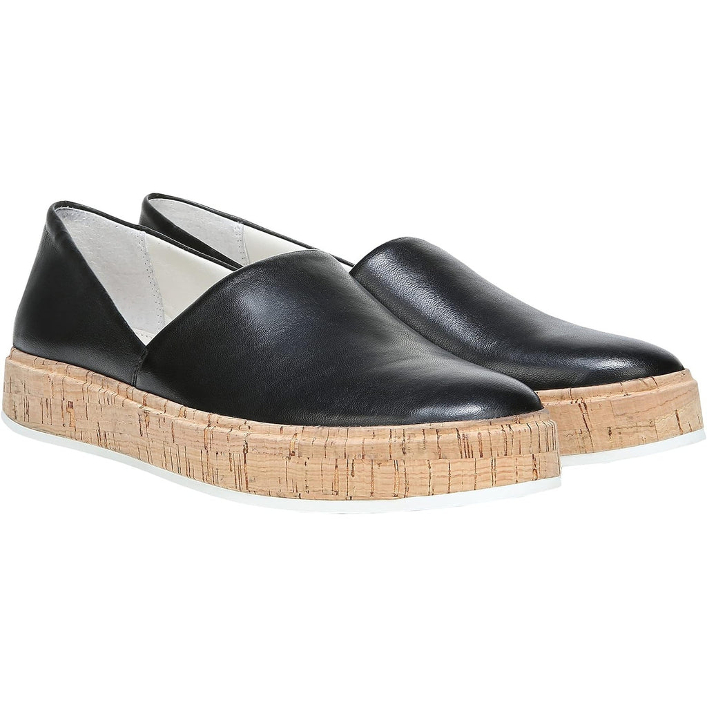 Franco Sarto Womens Derek Sneaker Size 6 Black Leather Lightweight Slip-On NIB