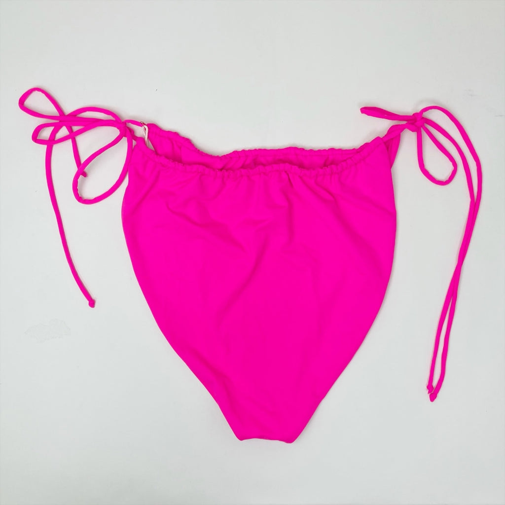 Good American Tiny Ties Bikini Bottoms Sz 7 XXXXL 4XL Hot Pink Swim Matte NWT